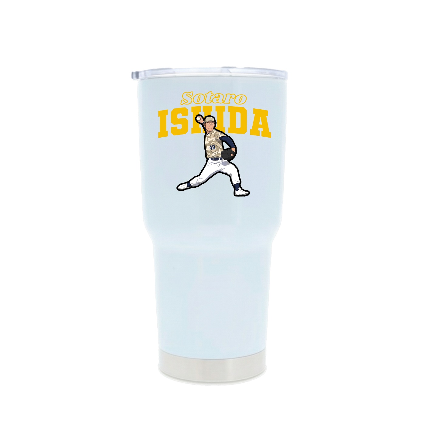 30oz Stainless Steel Tumbler — Name Arch in White