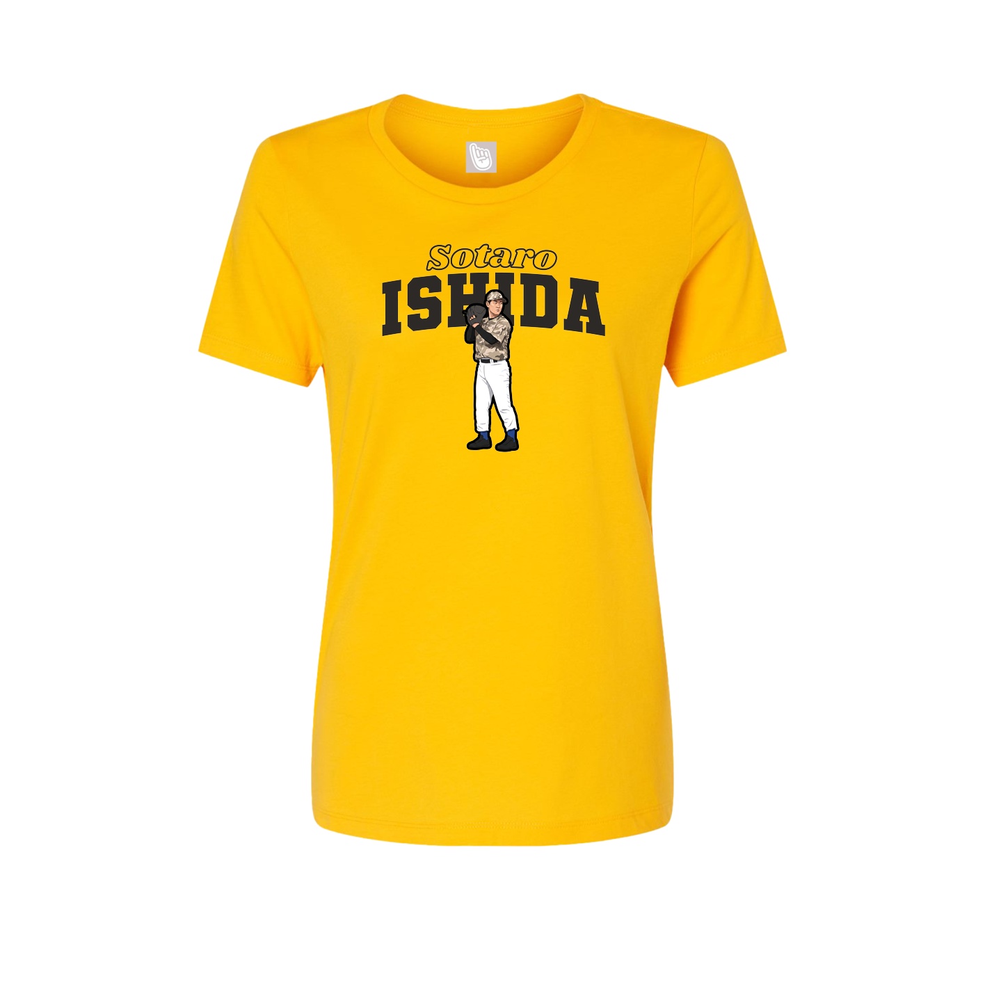 Fitted Women's Tee — Name Arch in Gold