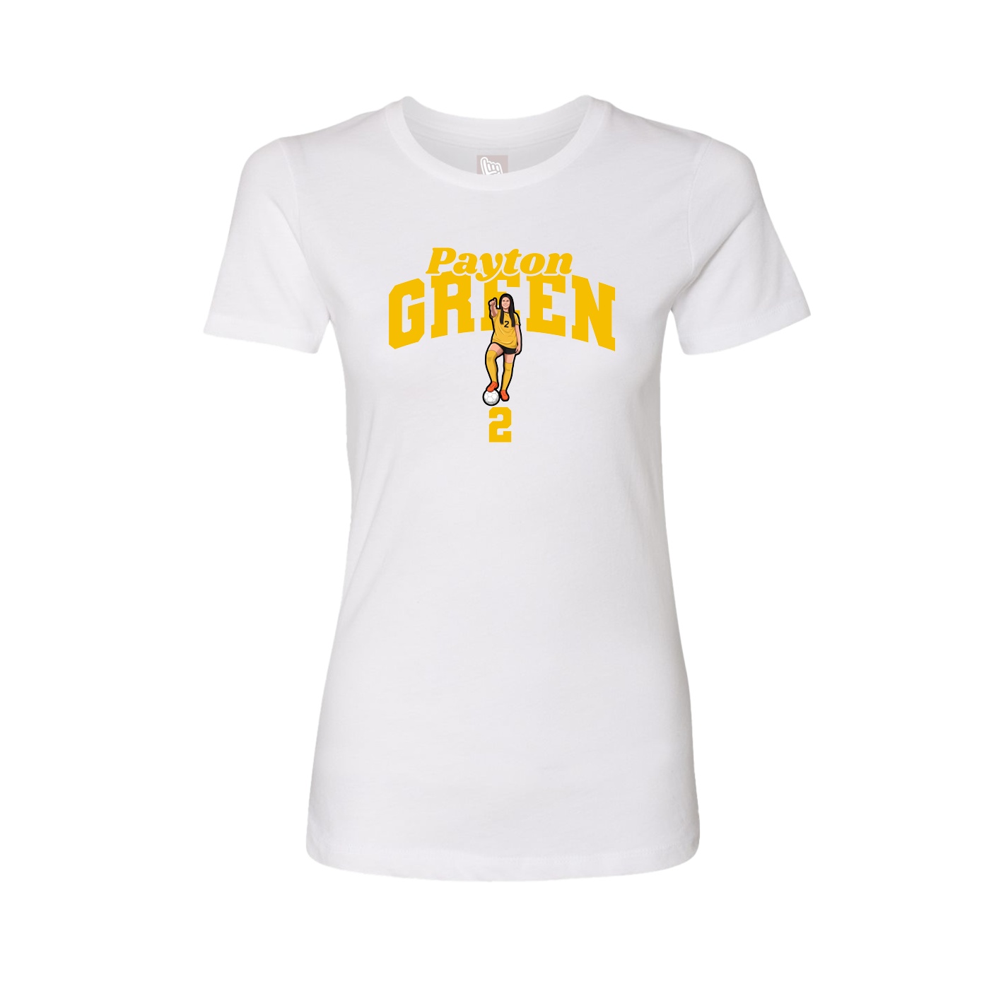 Fitted Women's Tee — Signature Arch in White