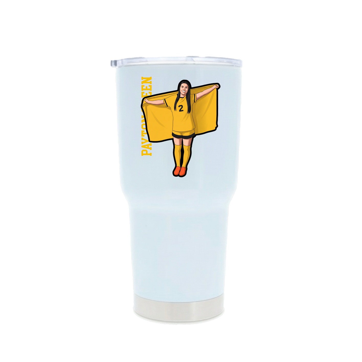 30oz Stainless Steel Tumbler — Name Vertical in White