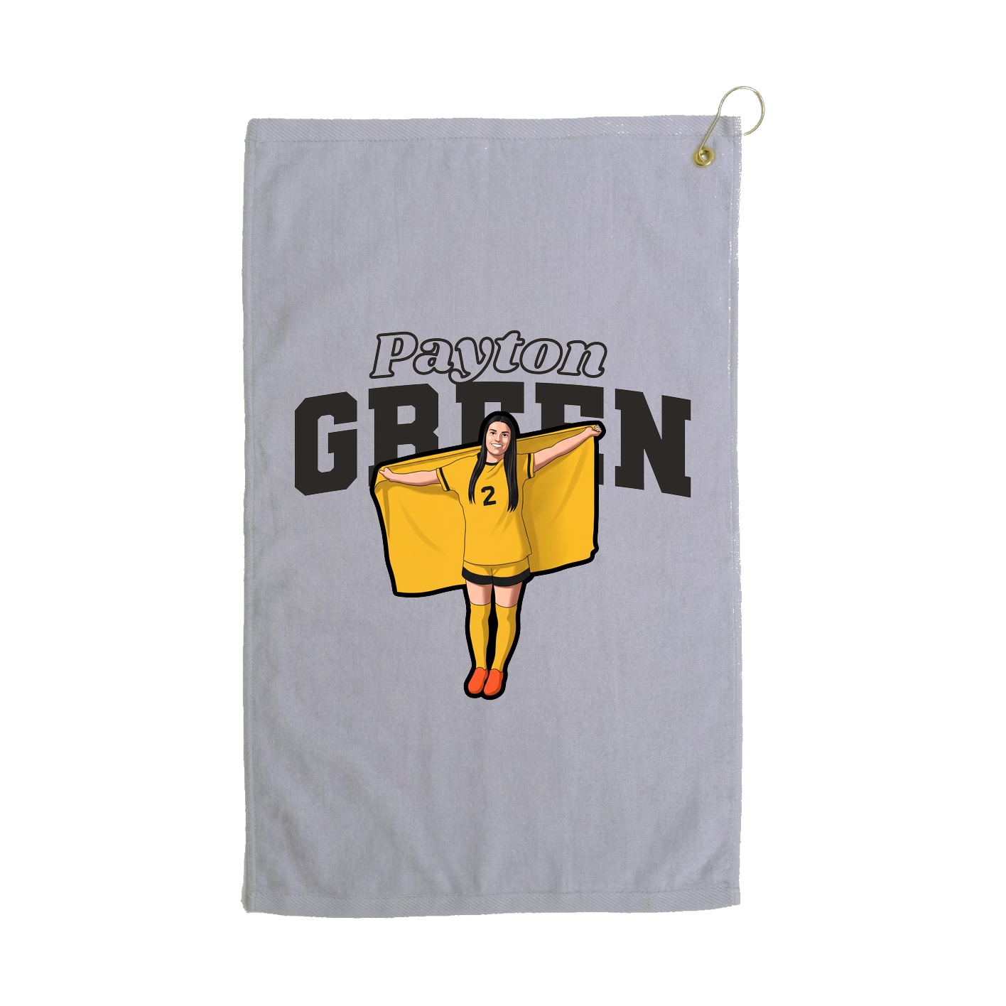 Golf Towel — Name Arch in Grey