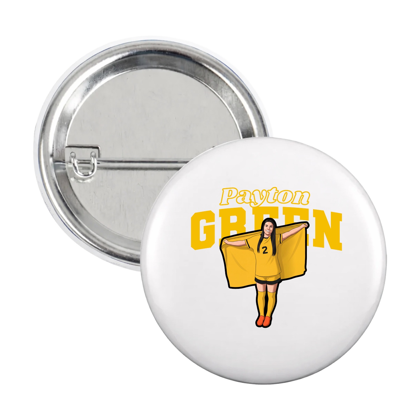 Game Day Button — Name Arch in White
