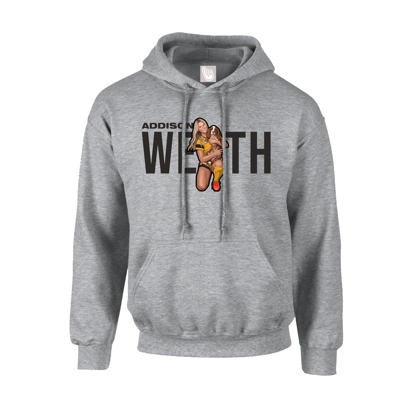 Youth Hoodie — Player Name in Grey