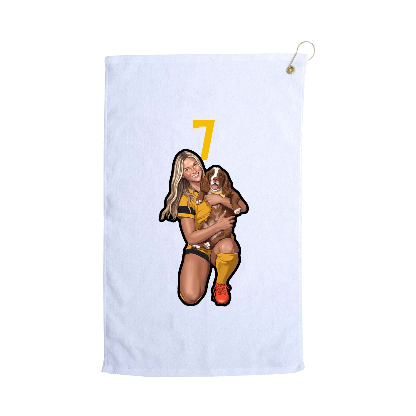 Golf Towel — Number Top in White