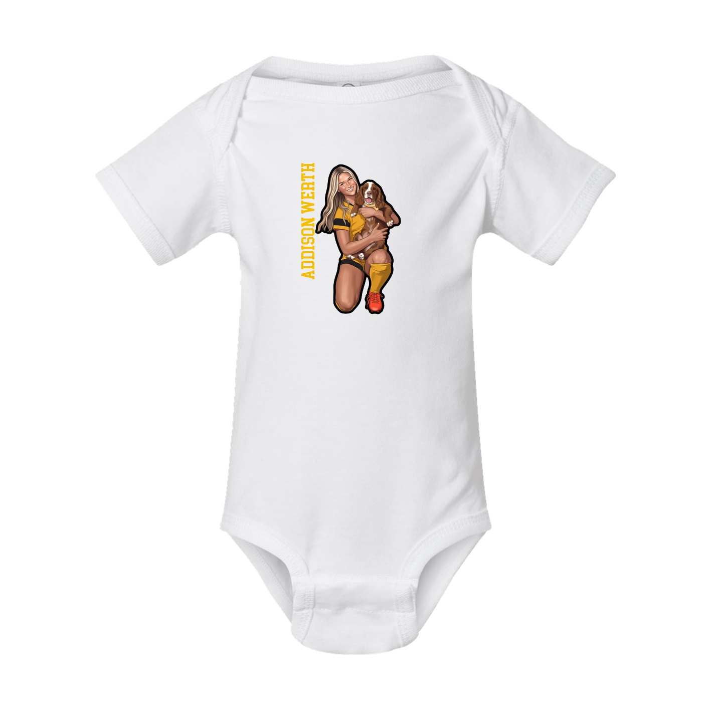 Baby Onesie — Name Vertical in White