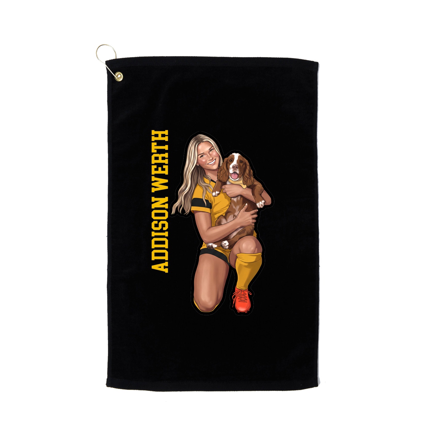 Golf Towel — Name Vertical in Black
