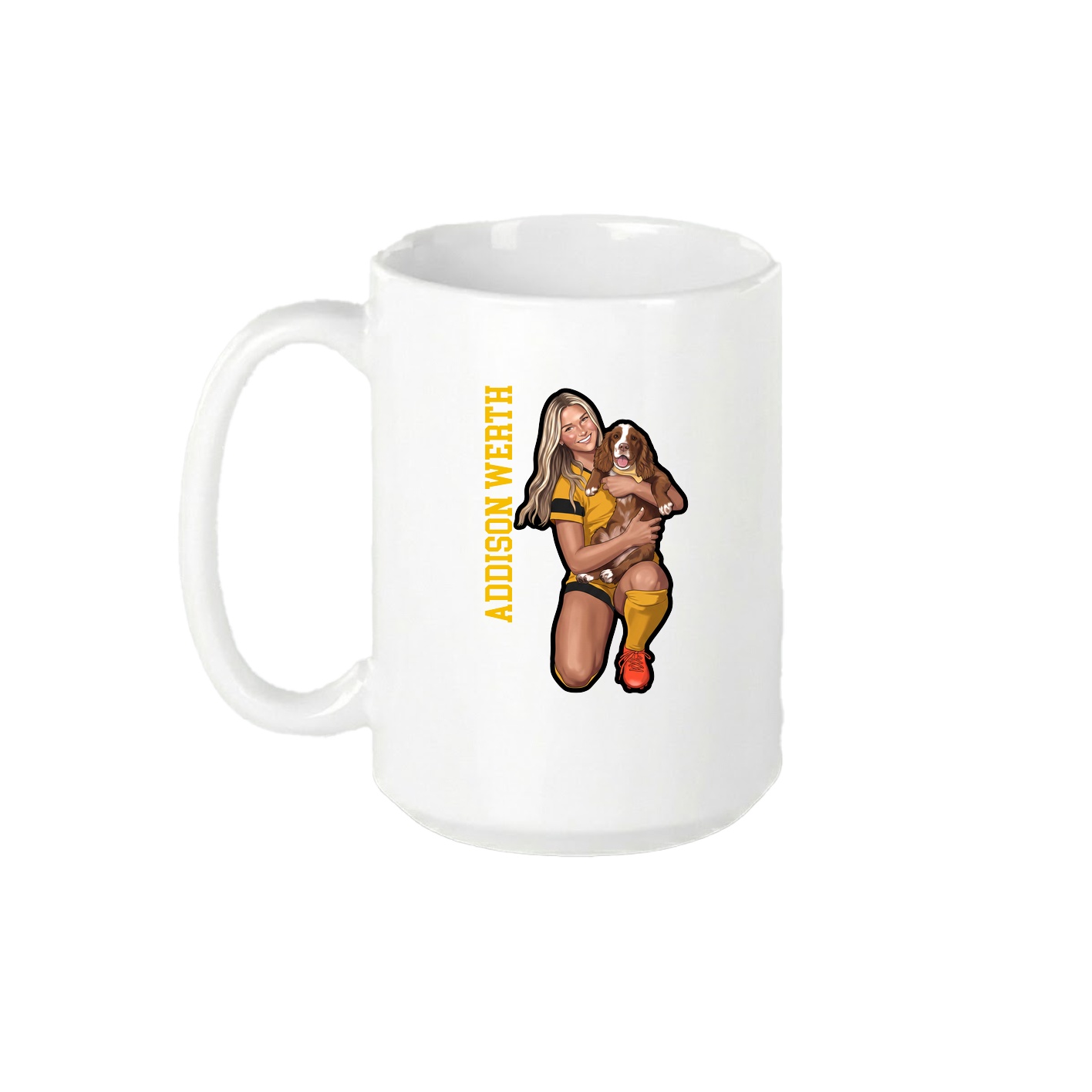 15oz Coffee Mug — Name Vertical in White