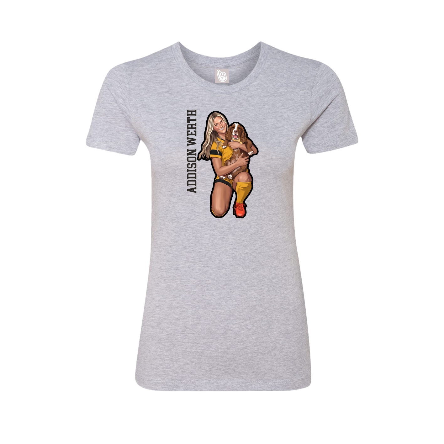 Fitted Women's Tee — Name Vertical in Grey