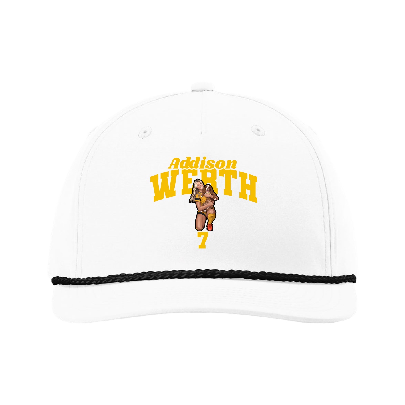 Five-Panel Classic Rope Cap — Signature Arch in White