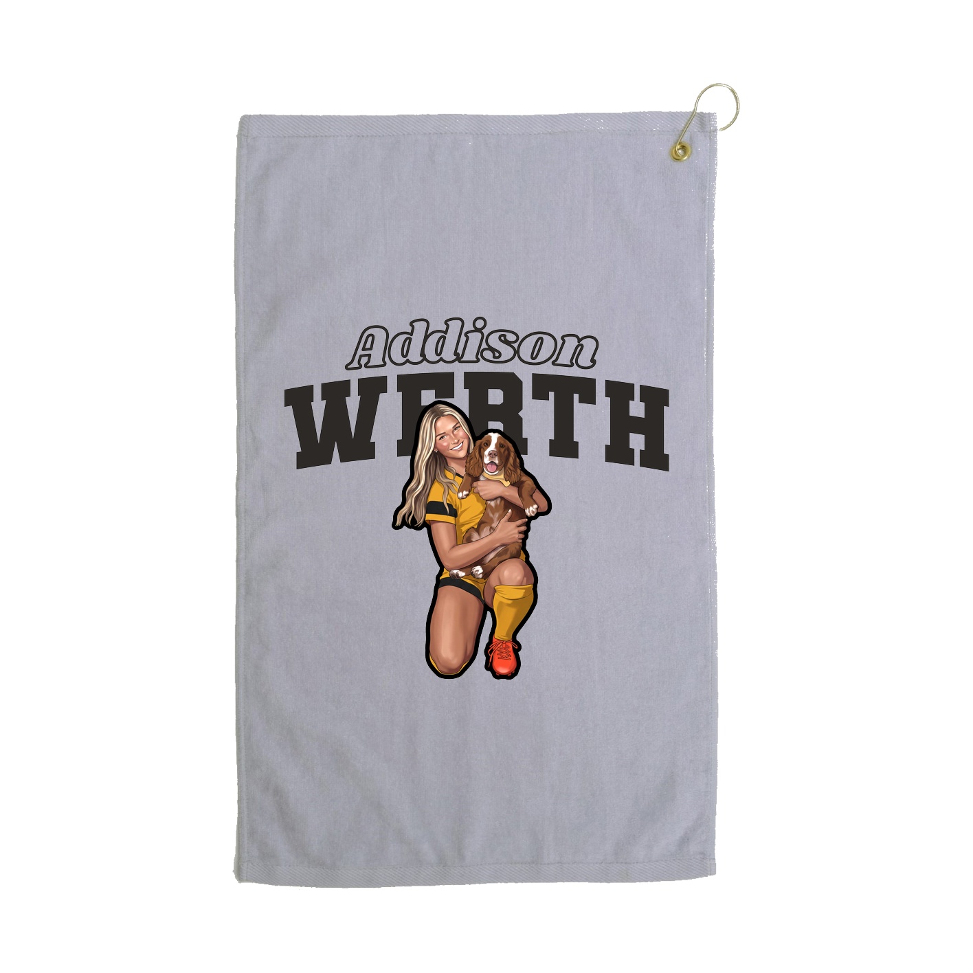 Golf Towel — Name Arch in Grey