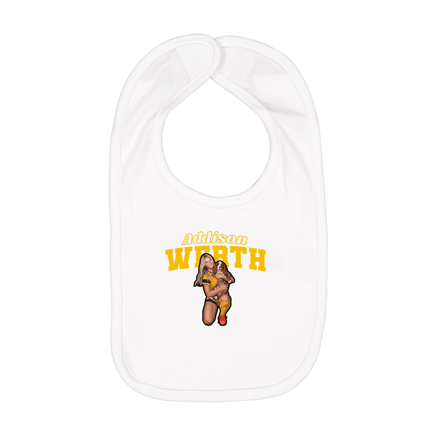 Infant Bib — Name Arch in White