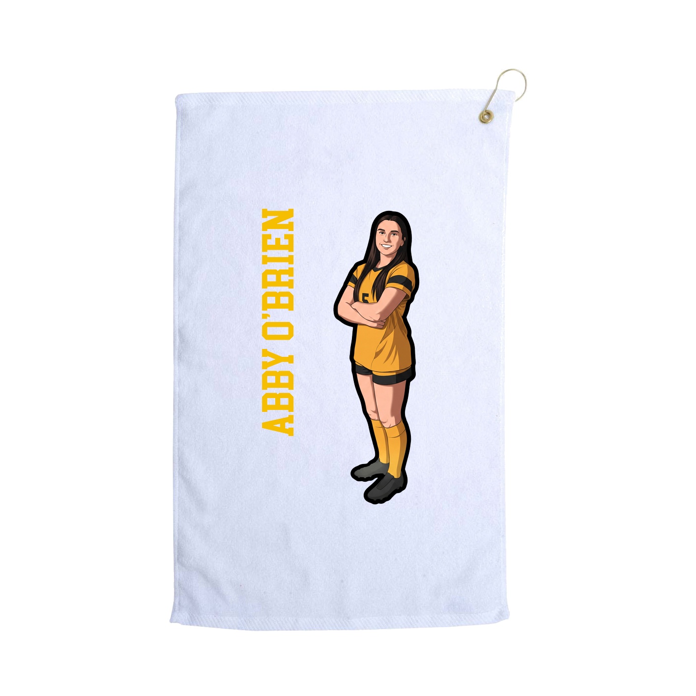 Golf Towel — Name Vertical in White
