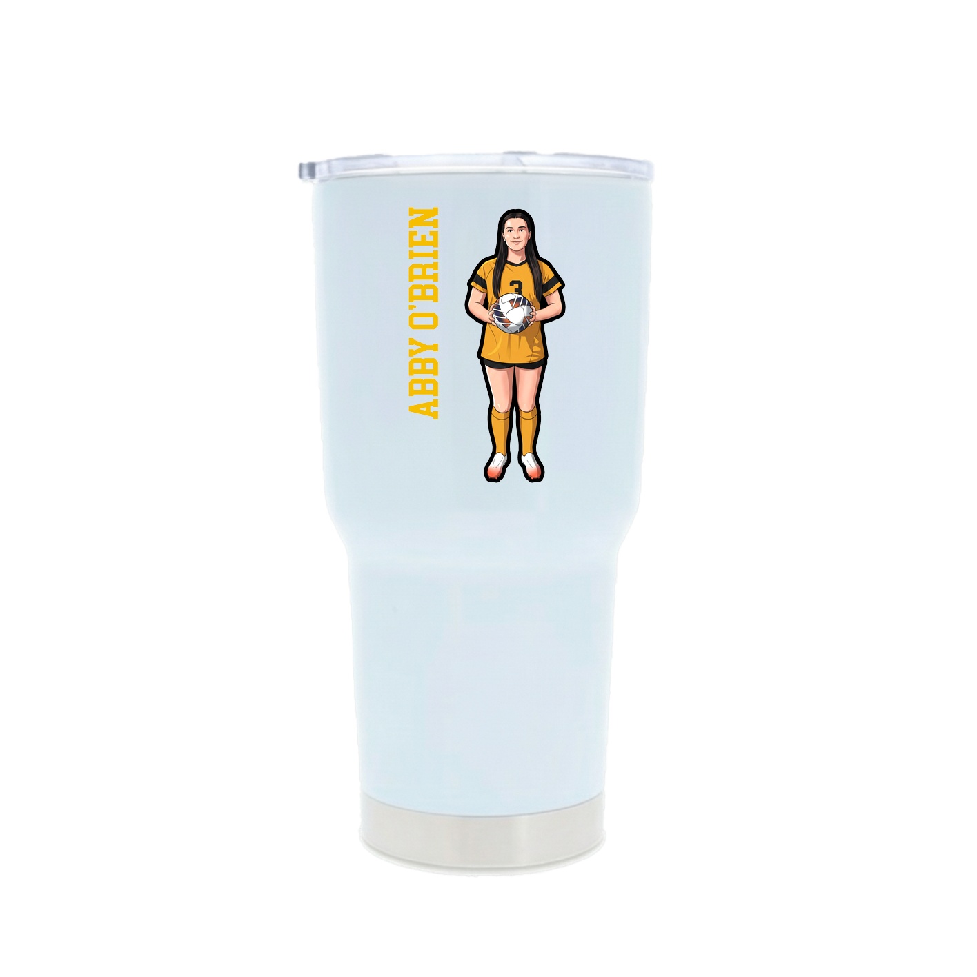 30oz Stainless Steel Tumbler — Name Vertical in White