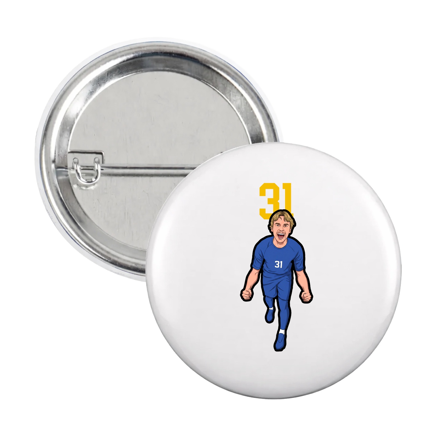 Game Day Button — Number Top in White