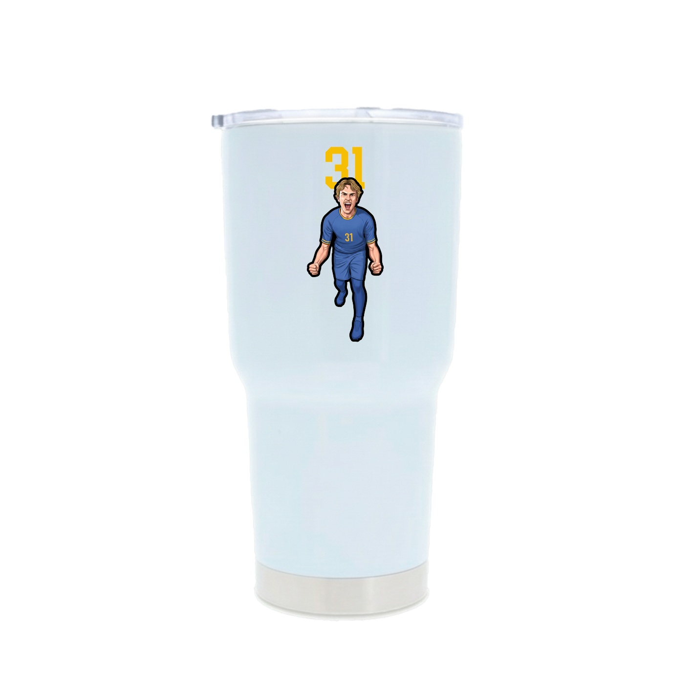 30oz Stainless Steel Tumbler — Number Top in White