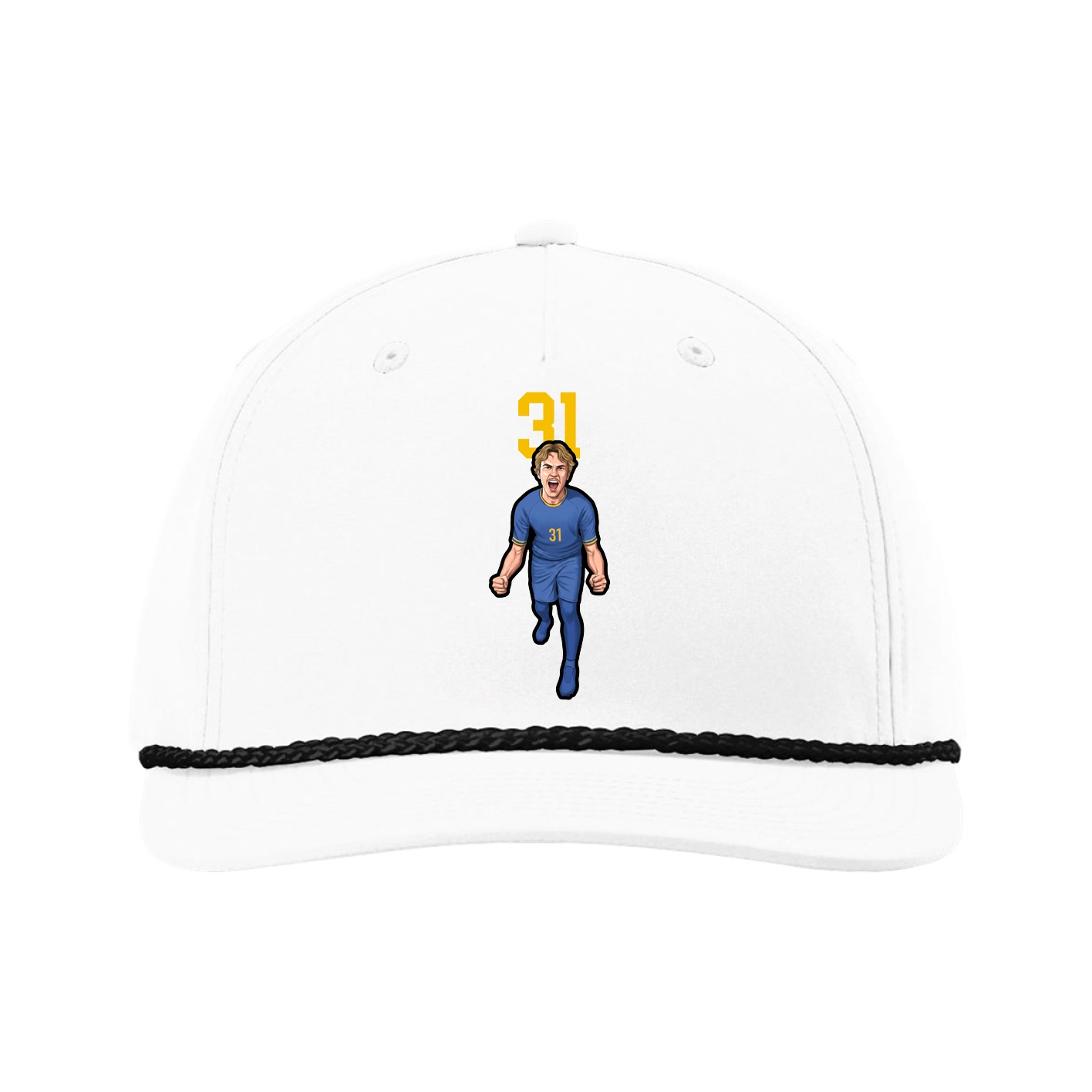 Five-Panel Classic Rope Cap — Number Top in White