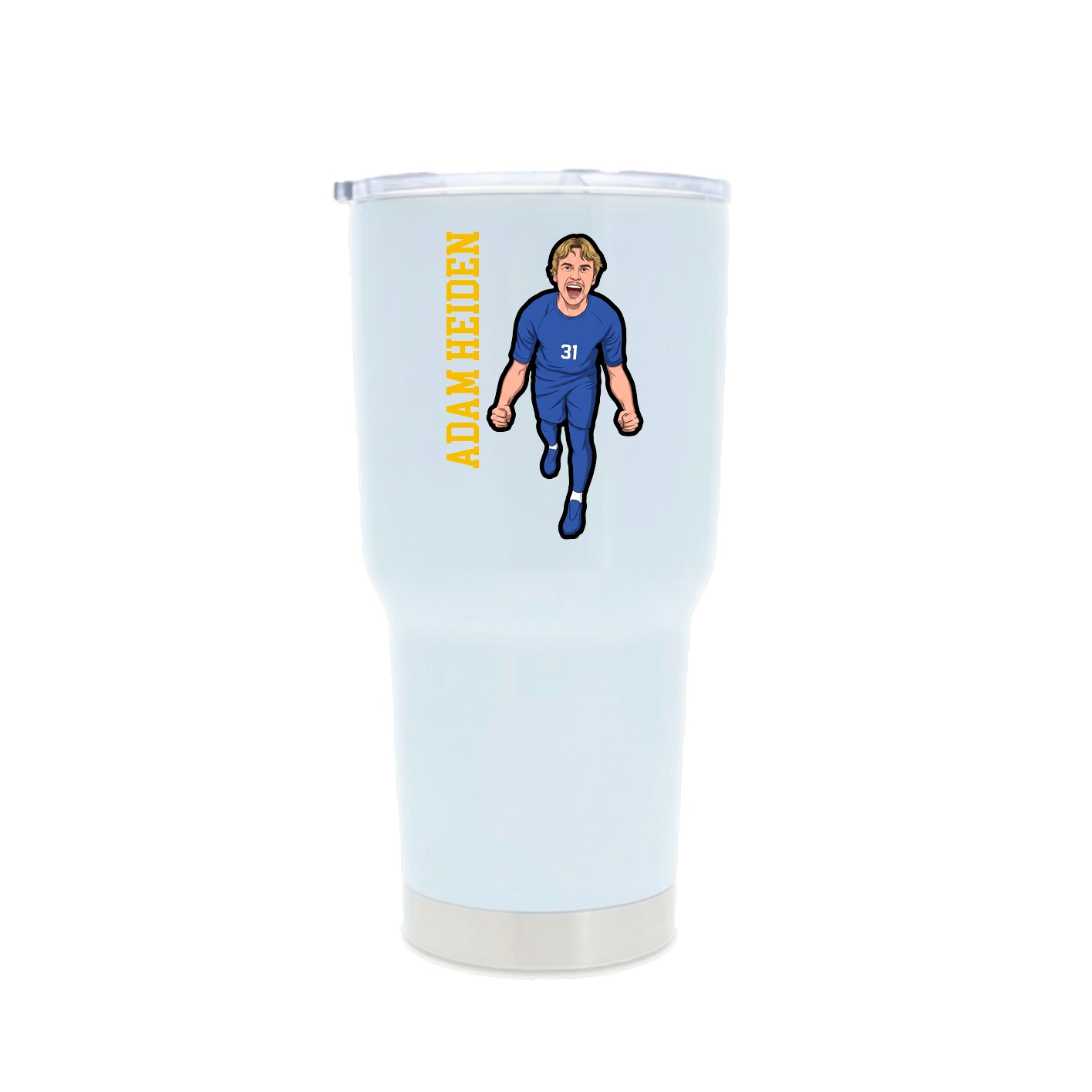 30oz Stainless Steel Tumbler — Name Vertical in White