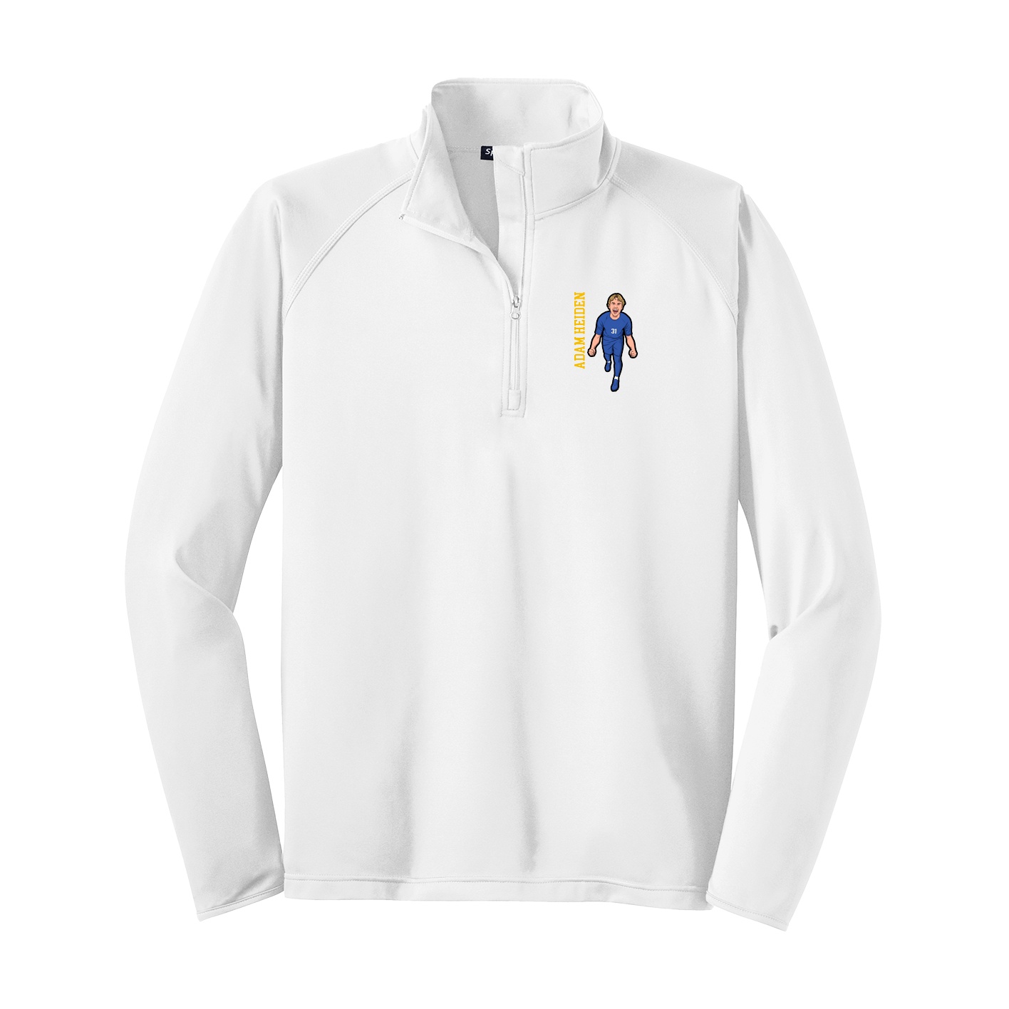 Q-Zip Pullover — Name Vertical in White