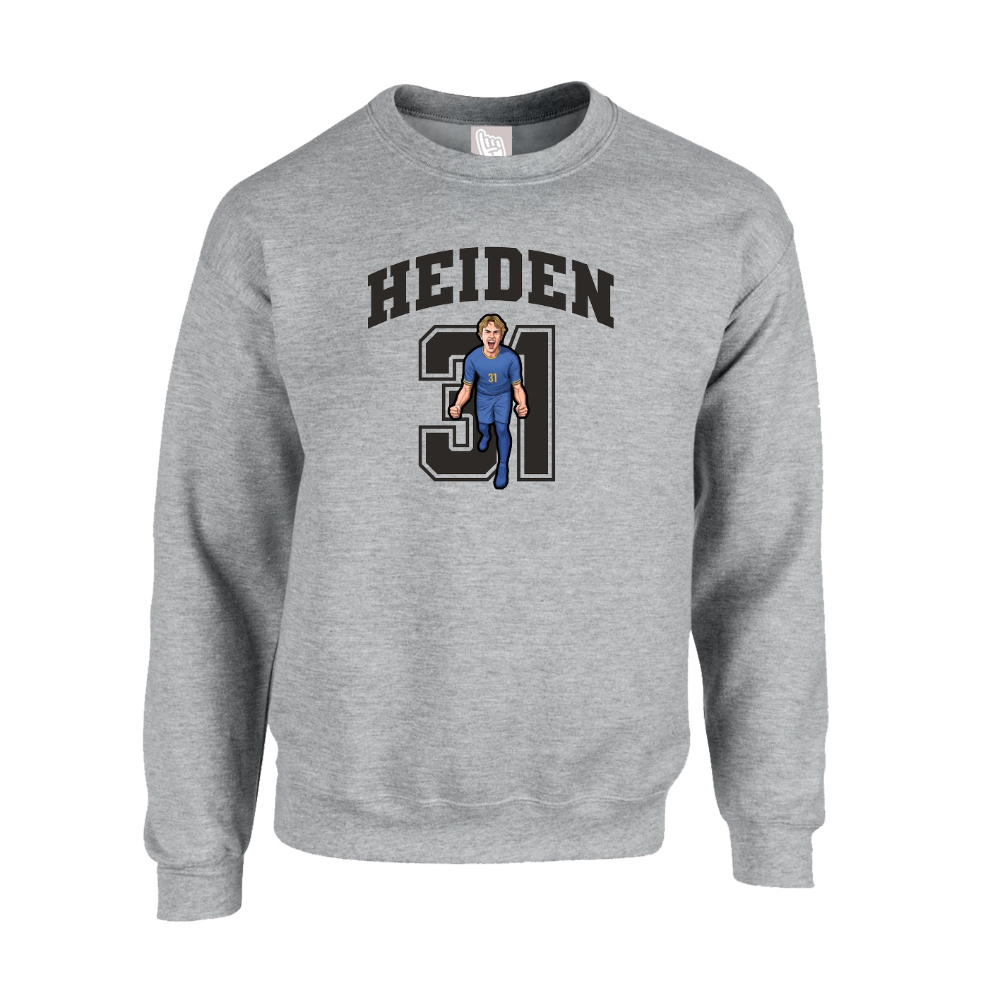 Fleece Crew — Number in Grey