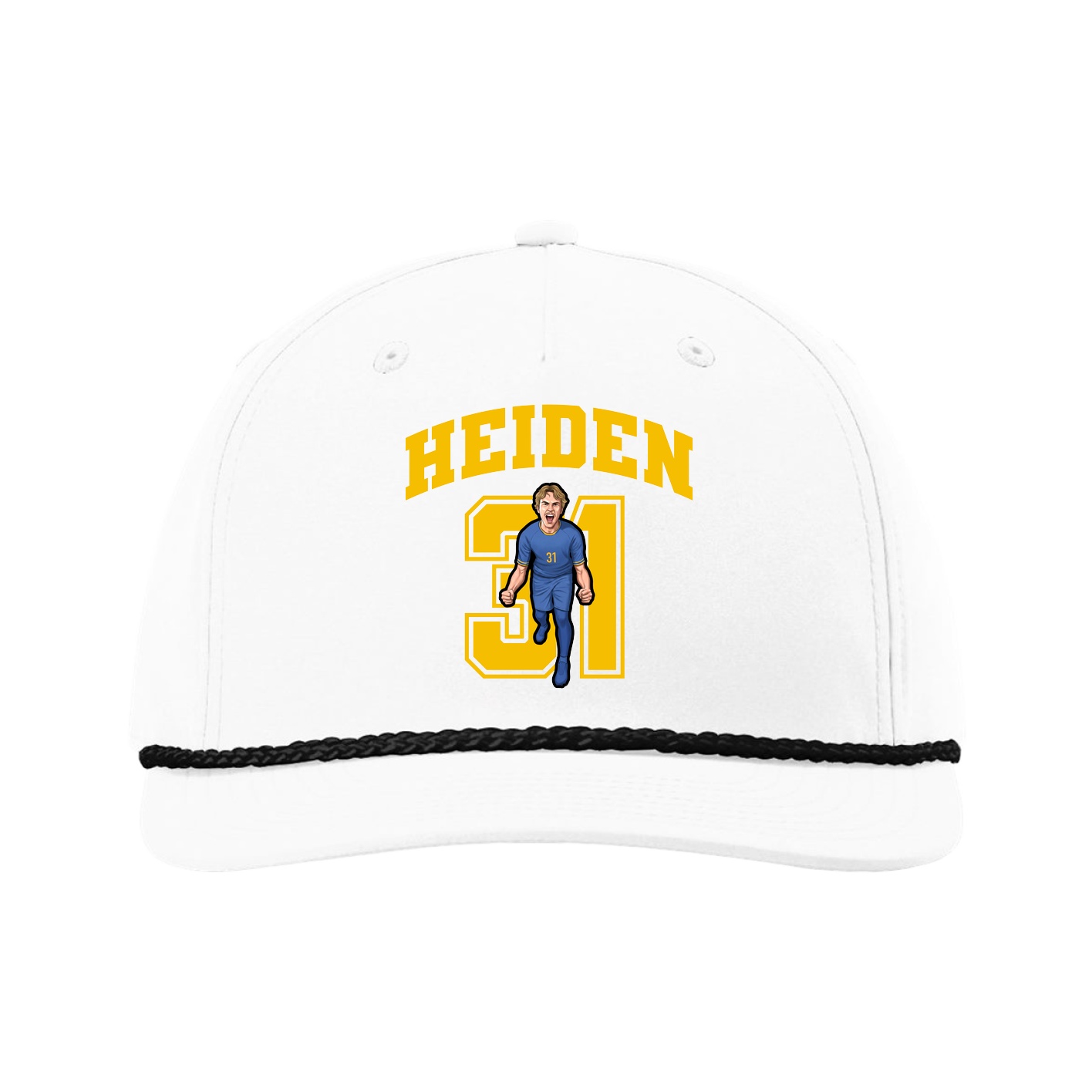 Five-Panel Classic Rope Cap — Number in White