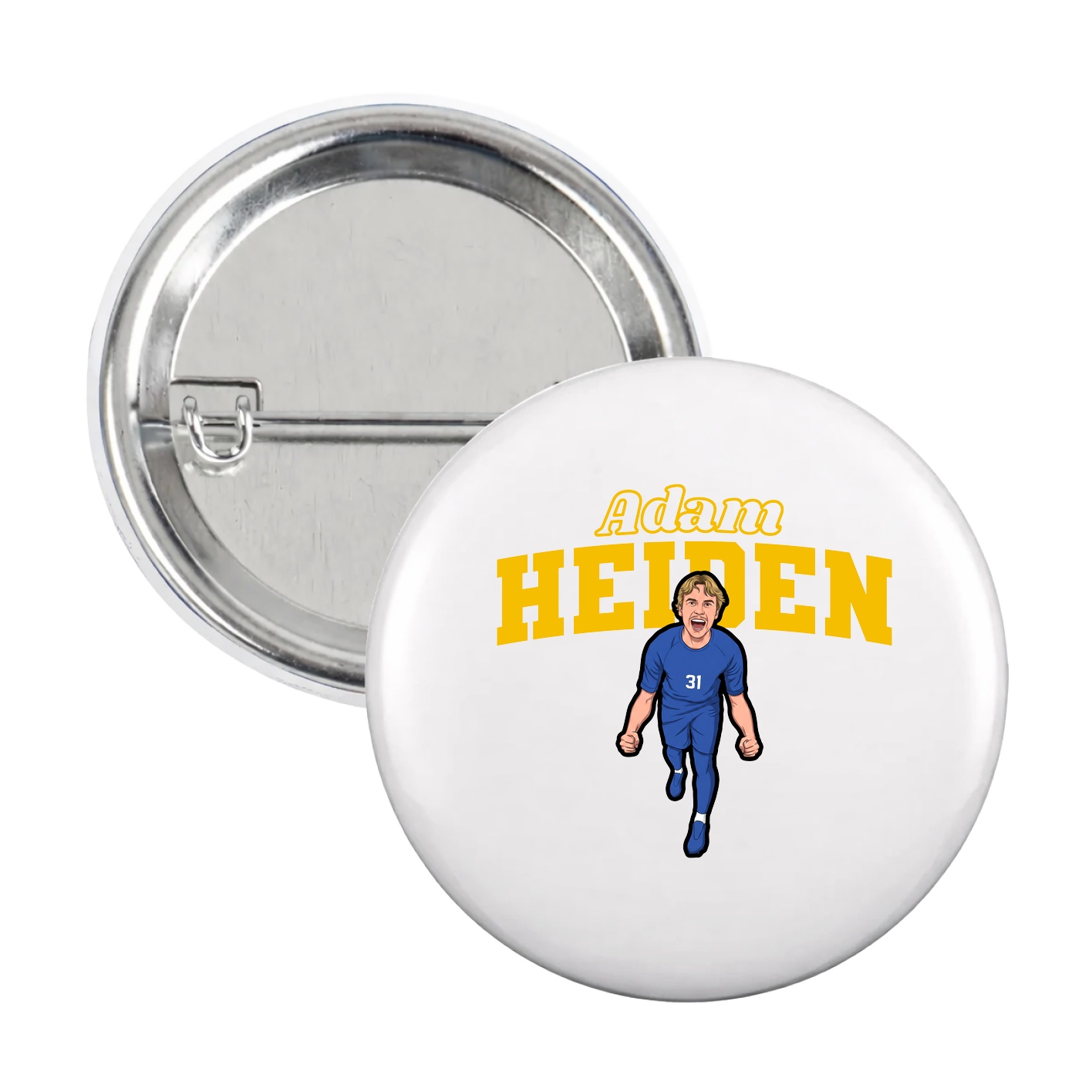 Game Day Button — Name Arch in White