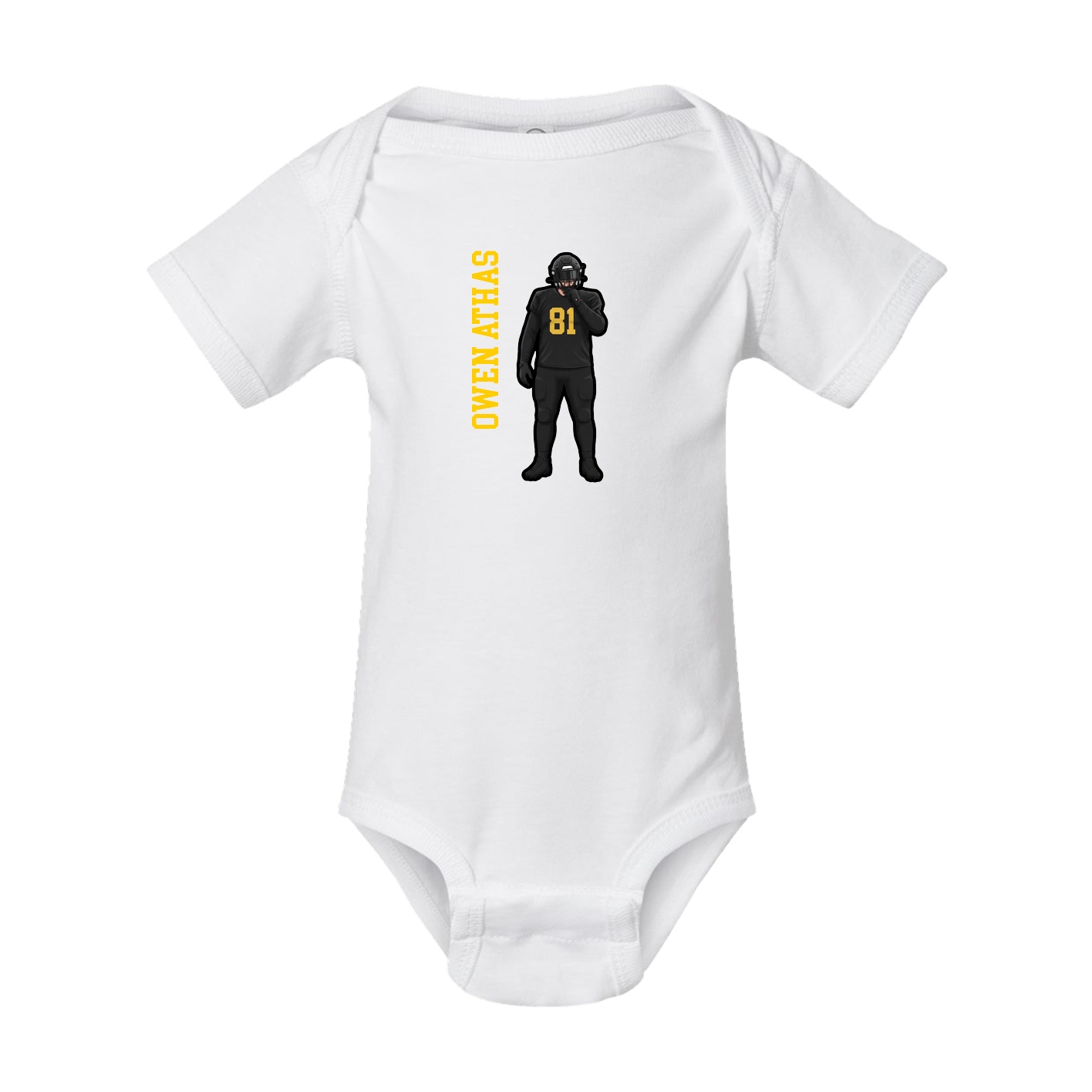 Baby Onesie — Name Vertical in White