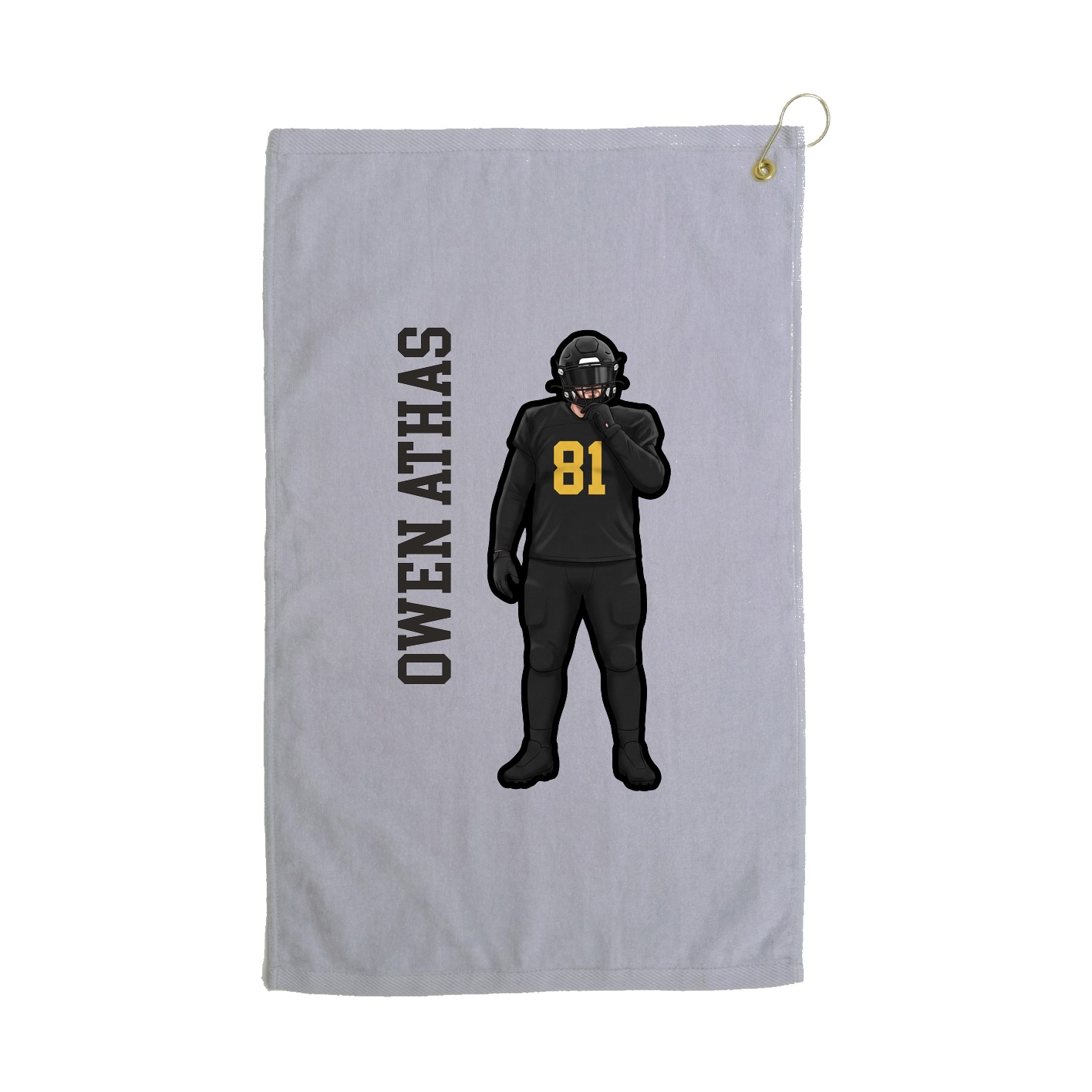 Golf Towel — Name Vertical in Grey