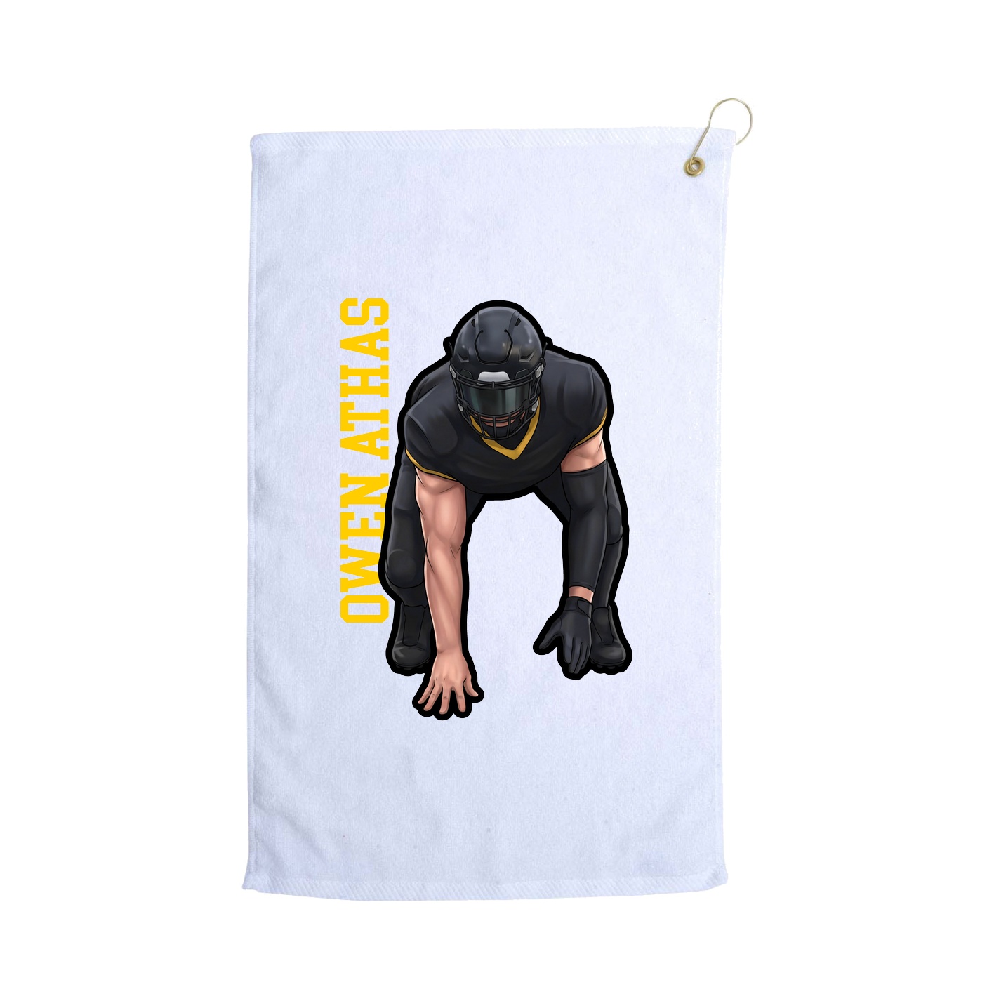 Golf Towel — Name Vertical in White