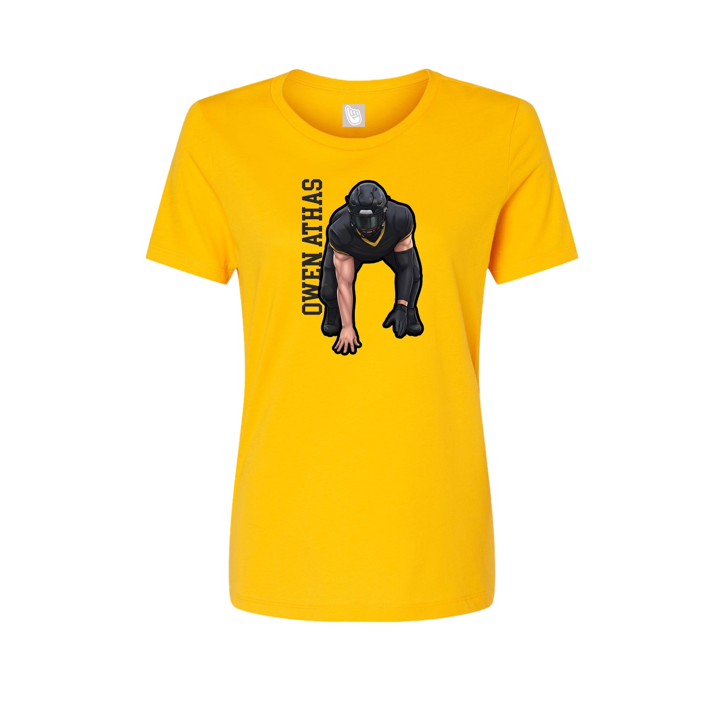 Fitted Women's Tee — Name Vertical in Gold