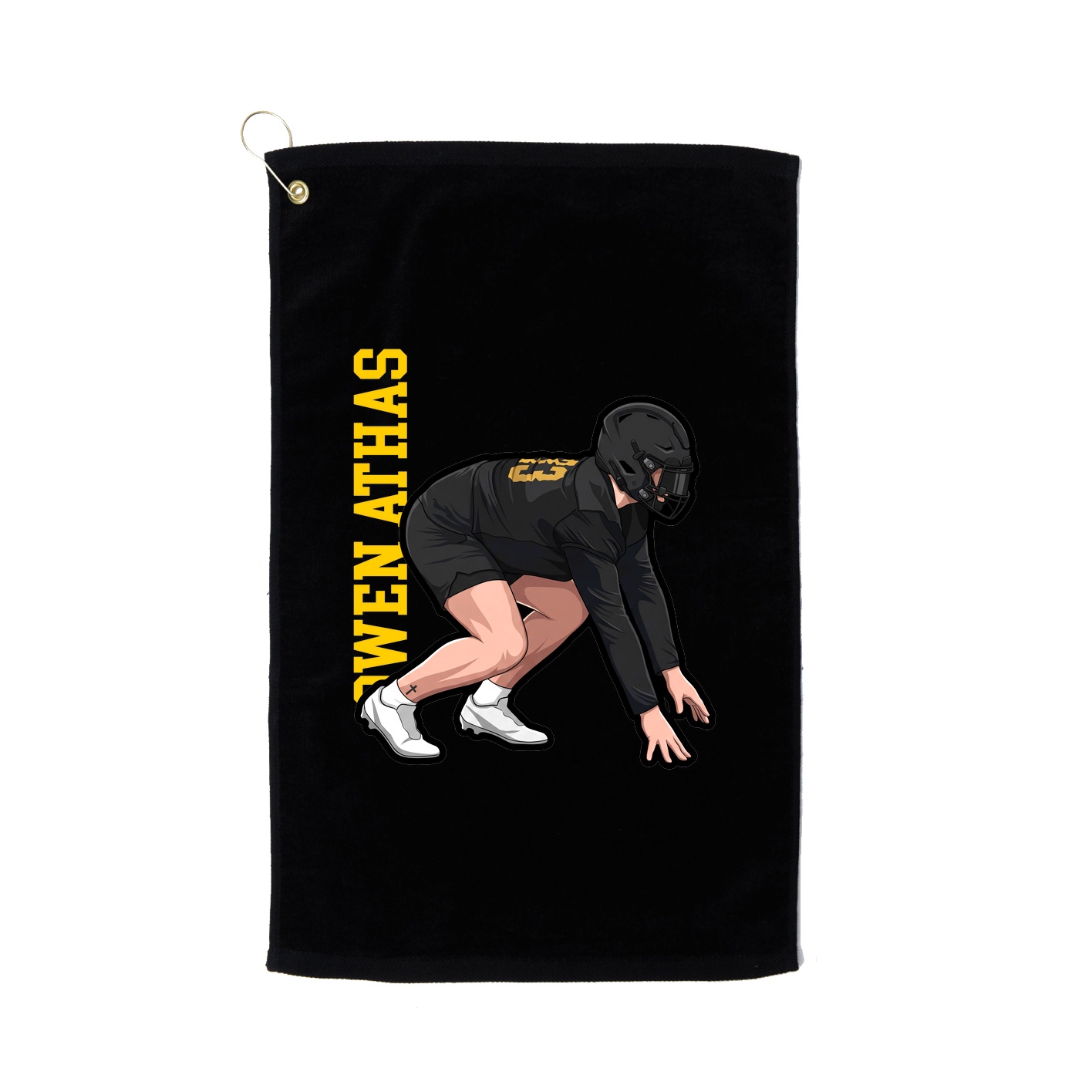 Golf Towel — Name Vertical in Black