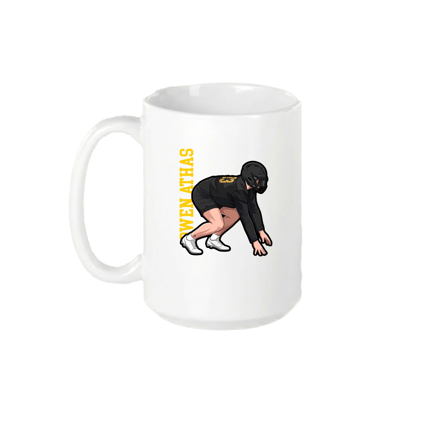 15oz Coffee Mug — Name Vertical in White