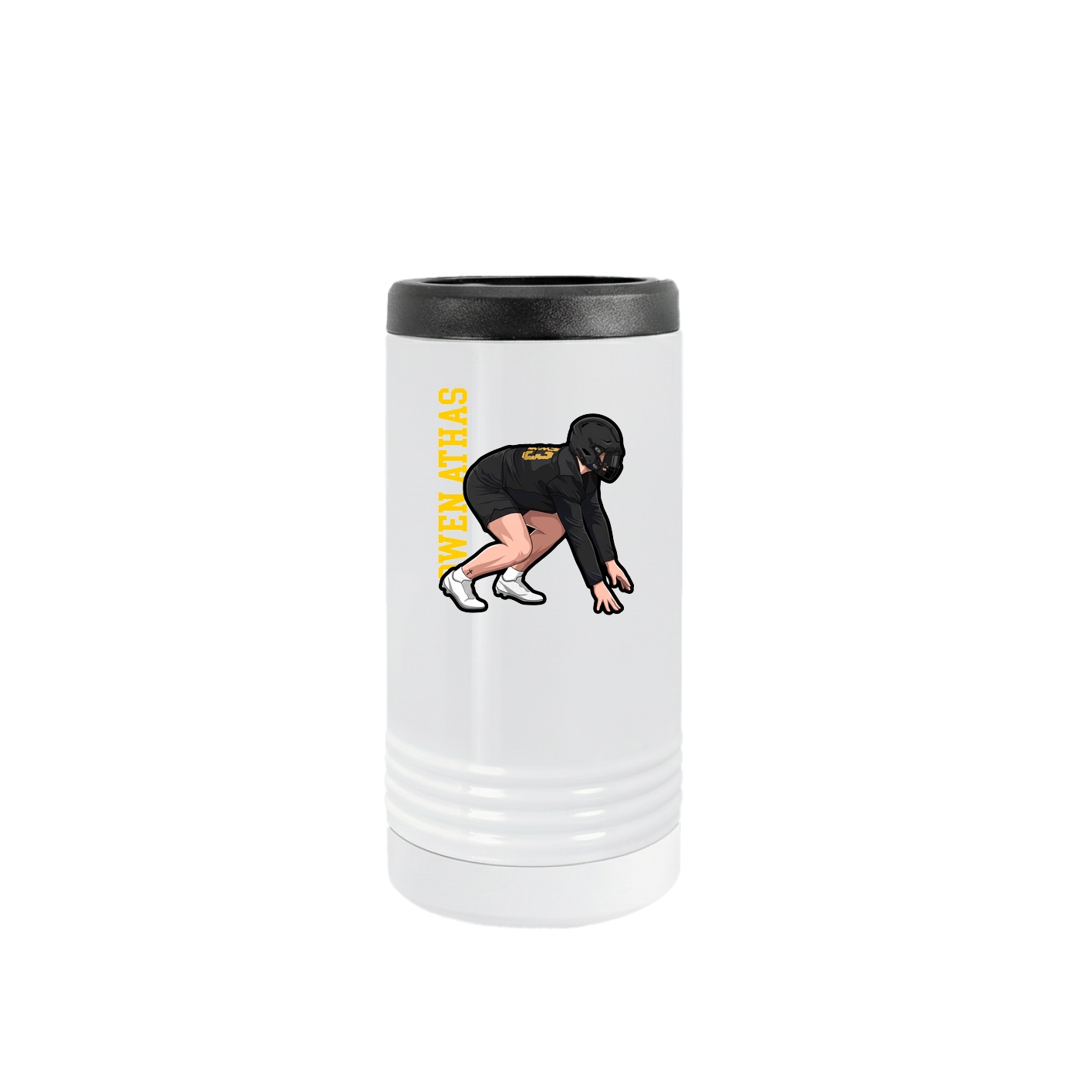 Slim Beverage Holder — Name Vertical in White