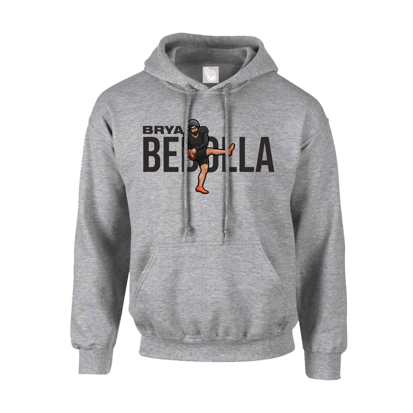 Hoodie — Player Name in Grey