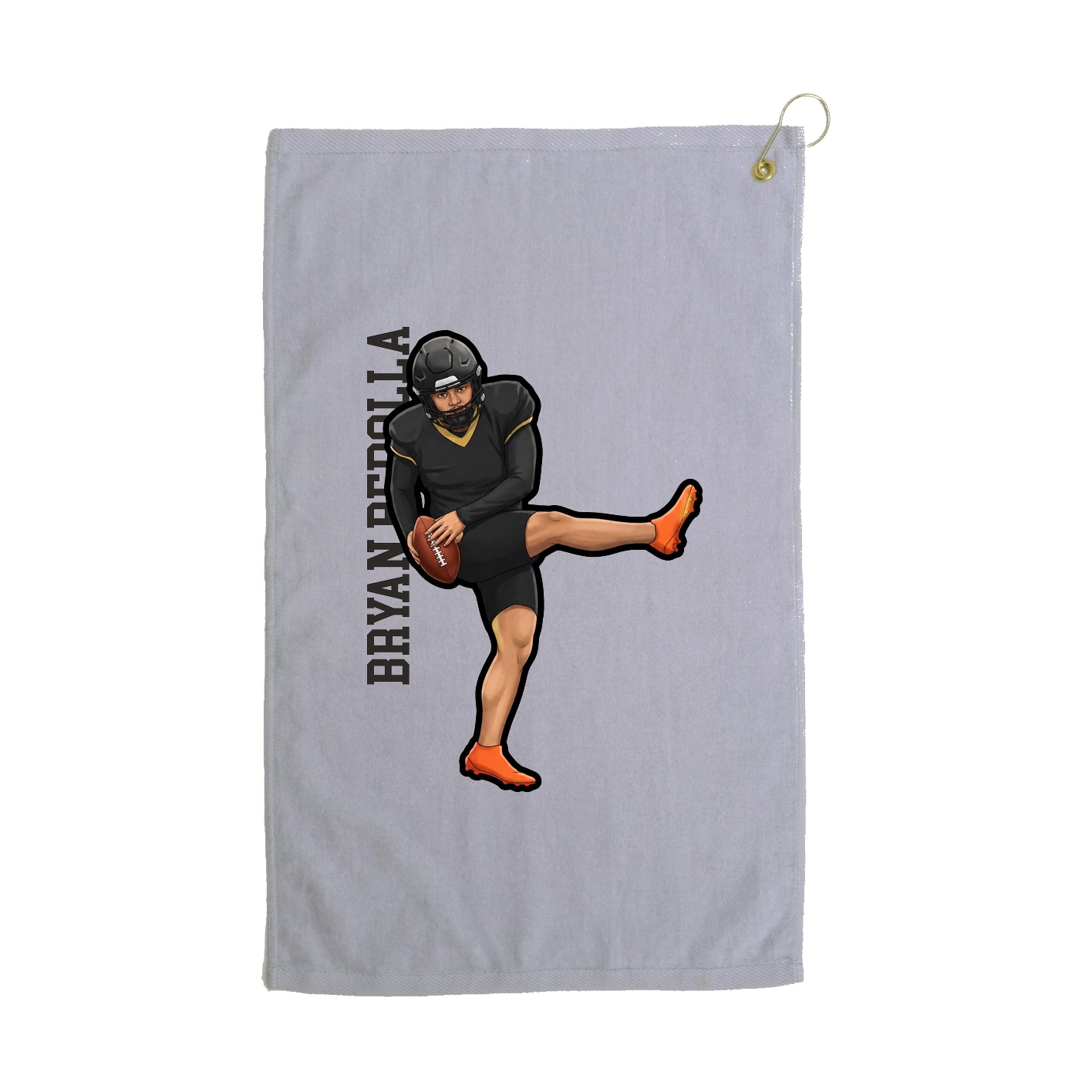 Golf Towel — Name Vertical in Grey