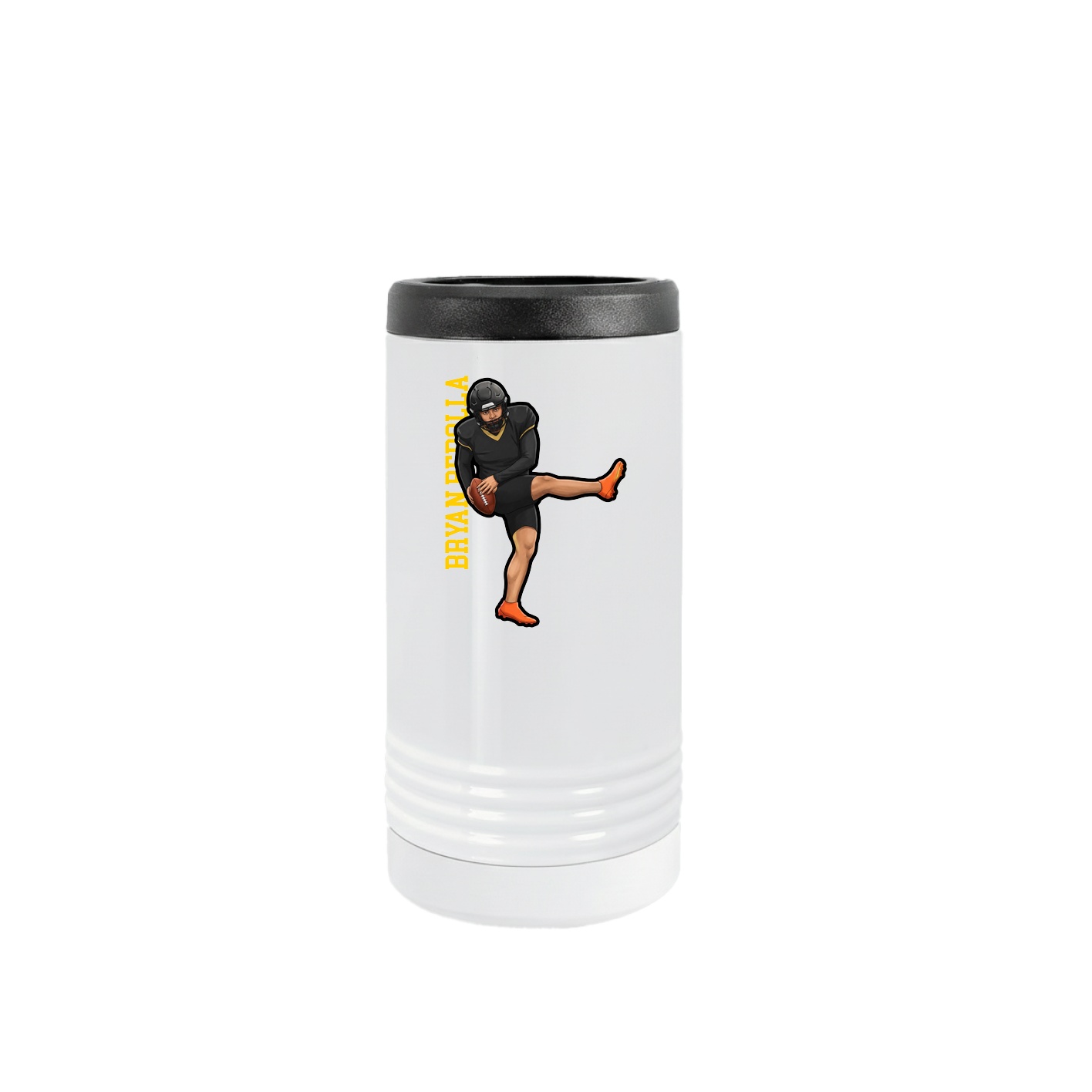 Slim Beverage Holder — Name Vertical in White