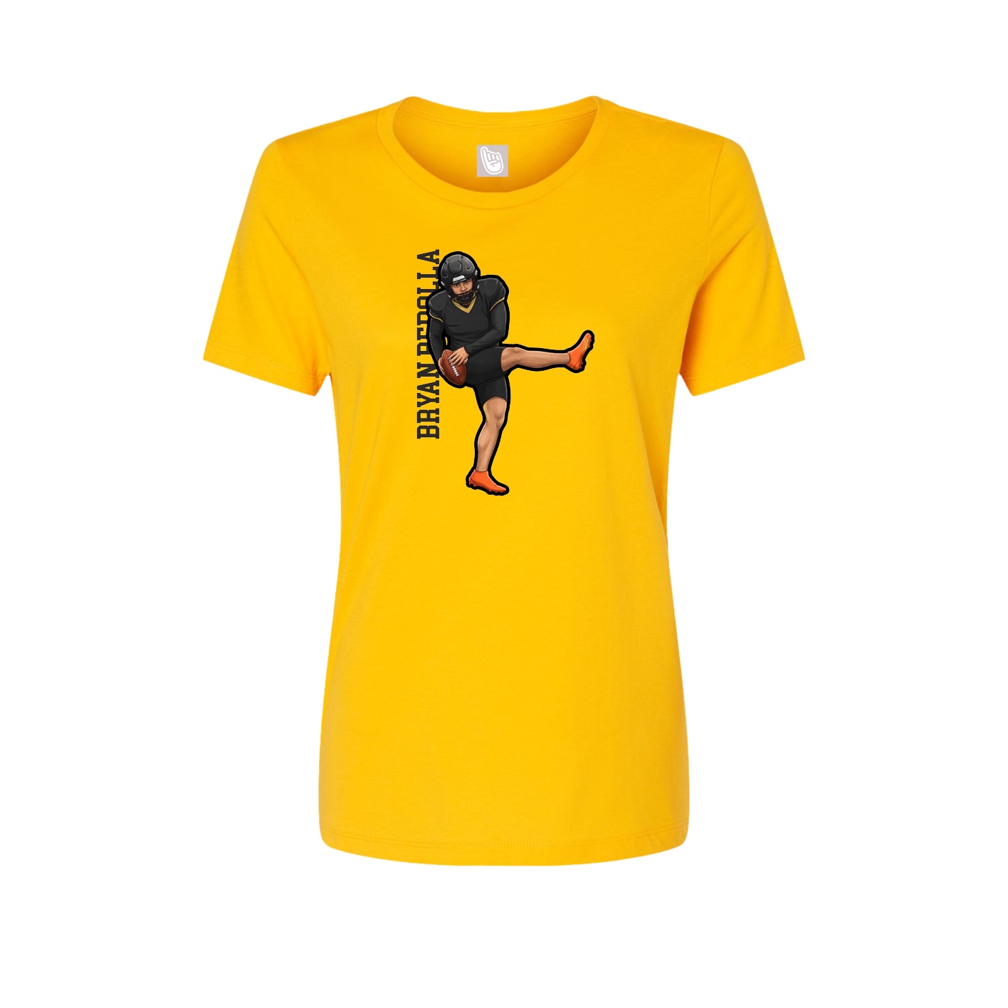 Fitted Women's Tee — Name Vertical in Gold