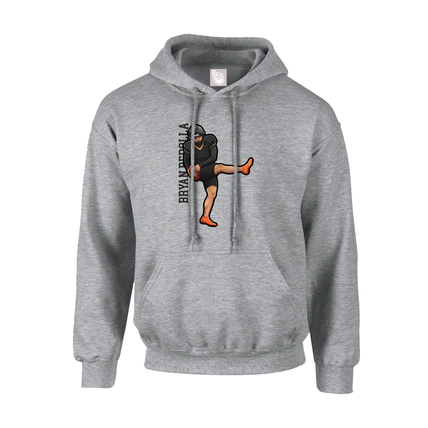 Youth Hoodie — Name Vertical in Grey