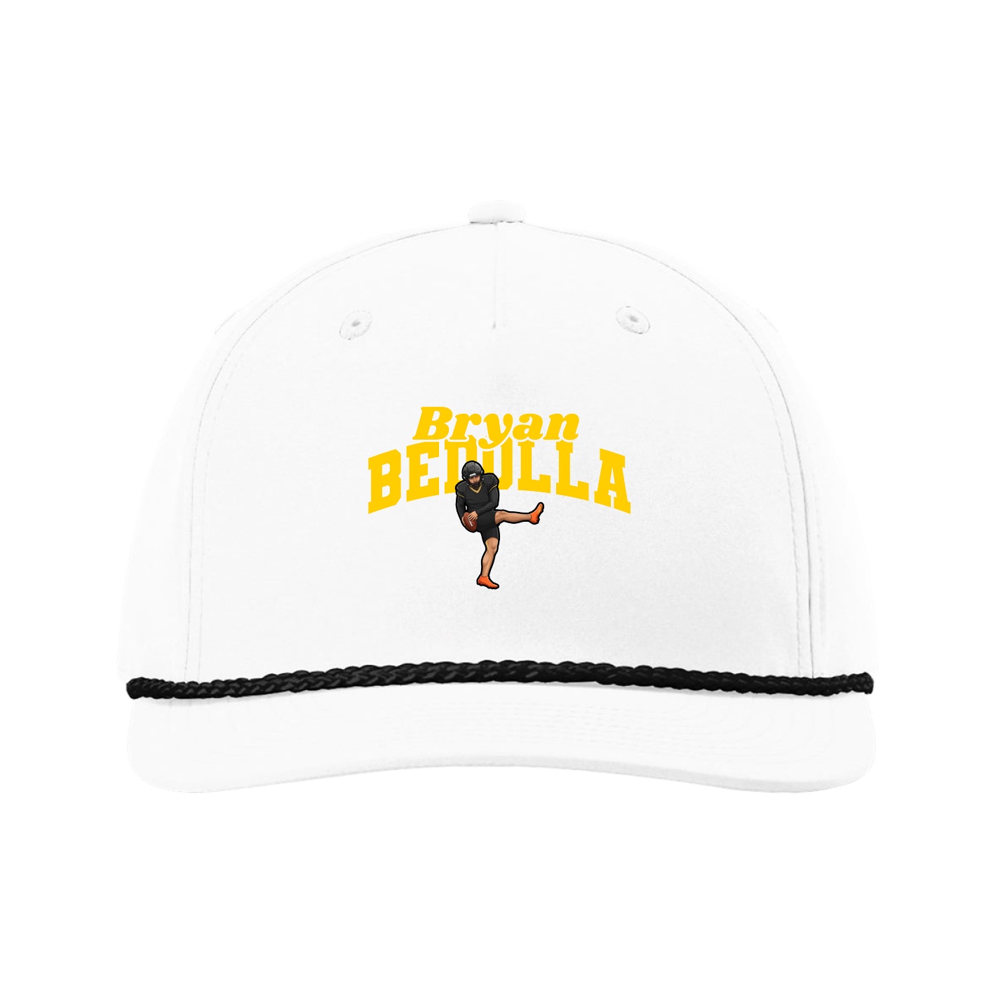 Five-Panel Classic Rope Cap — Signature Arch in White