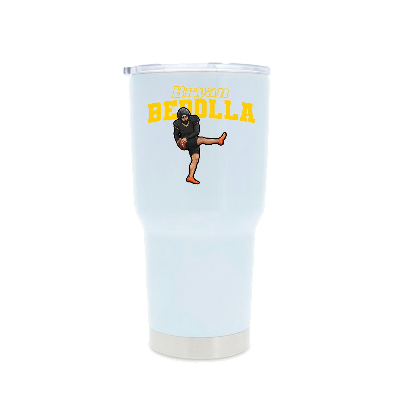 30oz Stainless Steel Tumbler — Name Arch in White