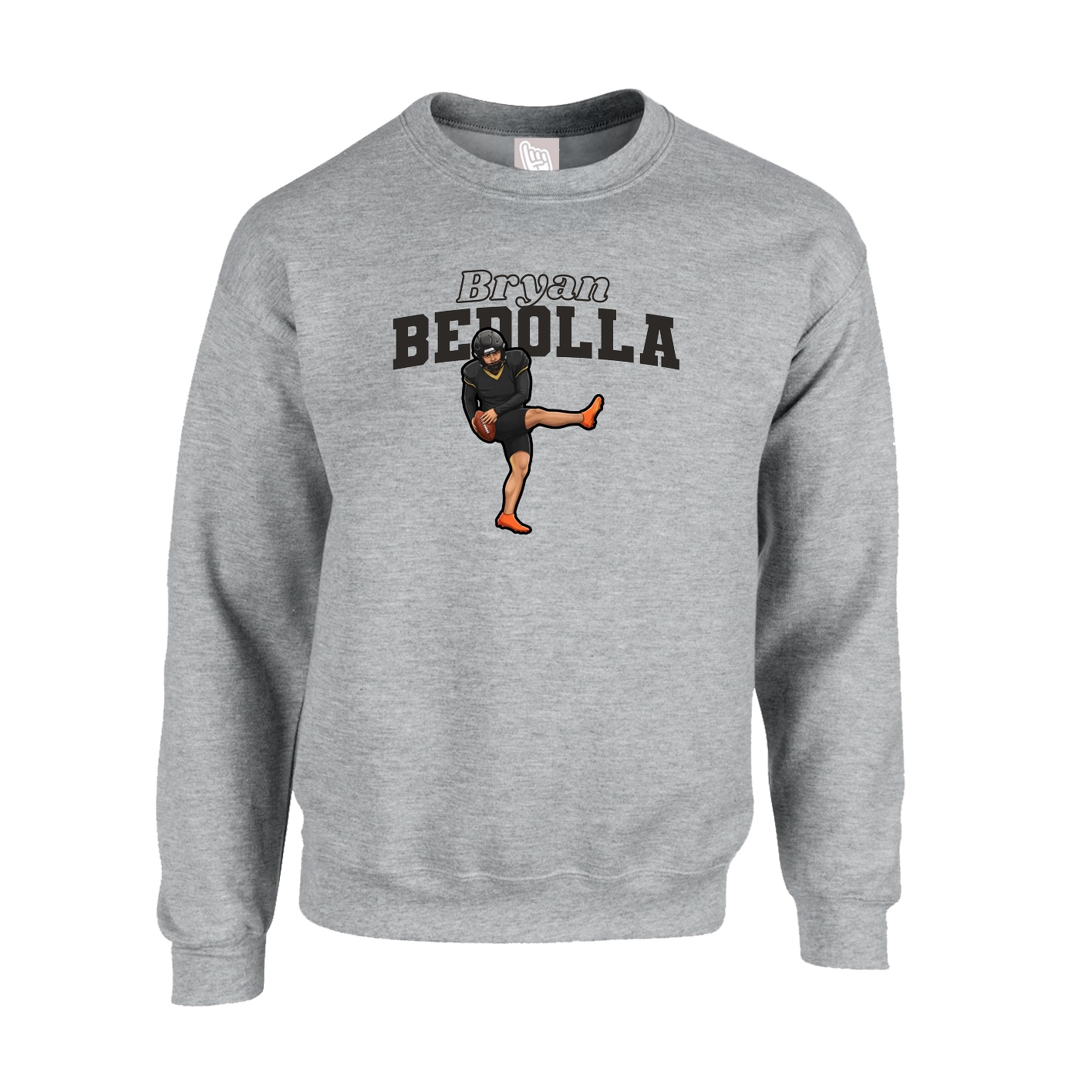 Fleece Crew — Name Arch in Grey