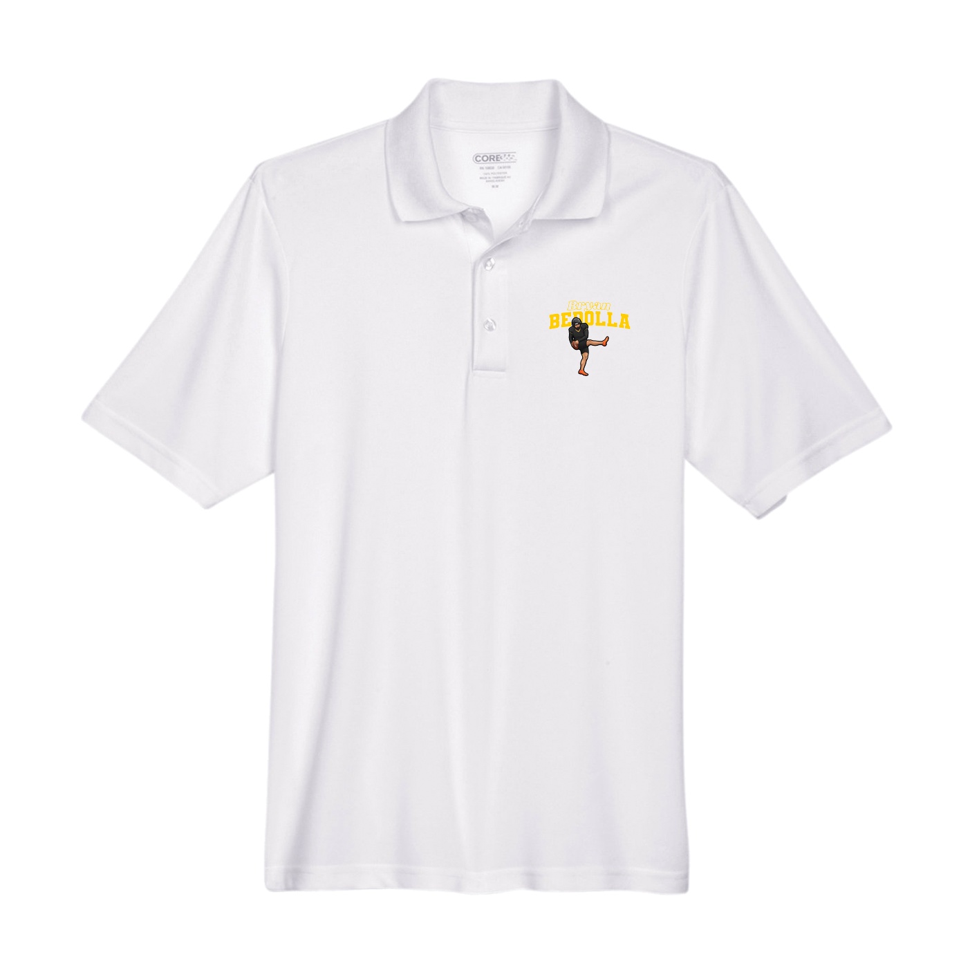 Performance Polo — Name Arch in White