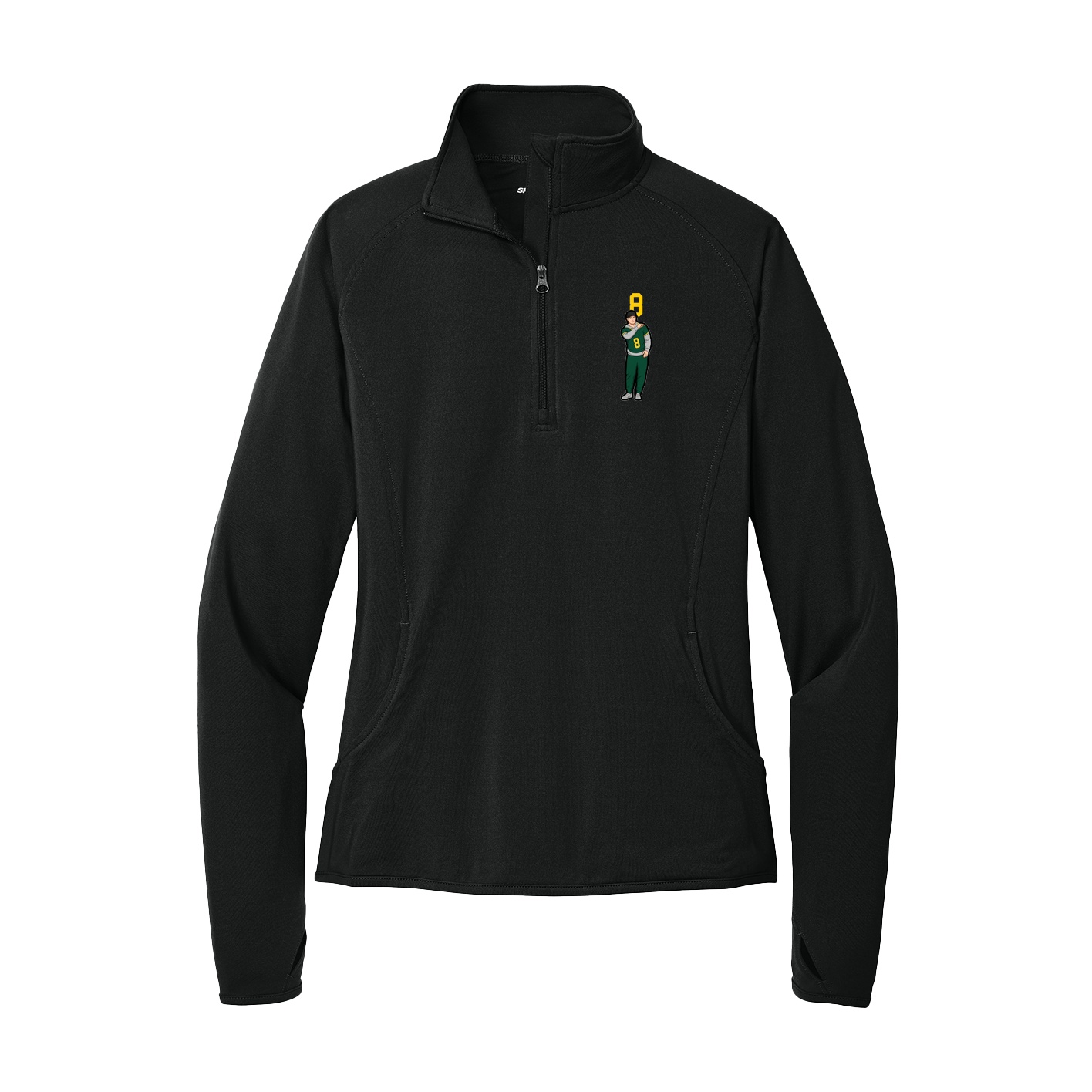 Women's Q-Zip Pullover — Number Top in Black