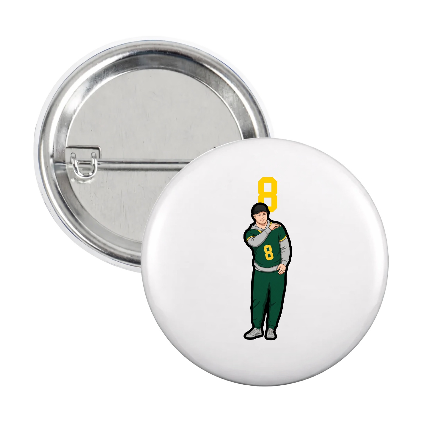 Game Day Button — Number Top in White