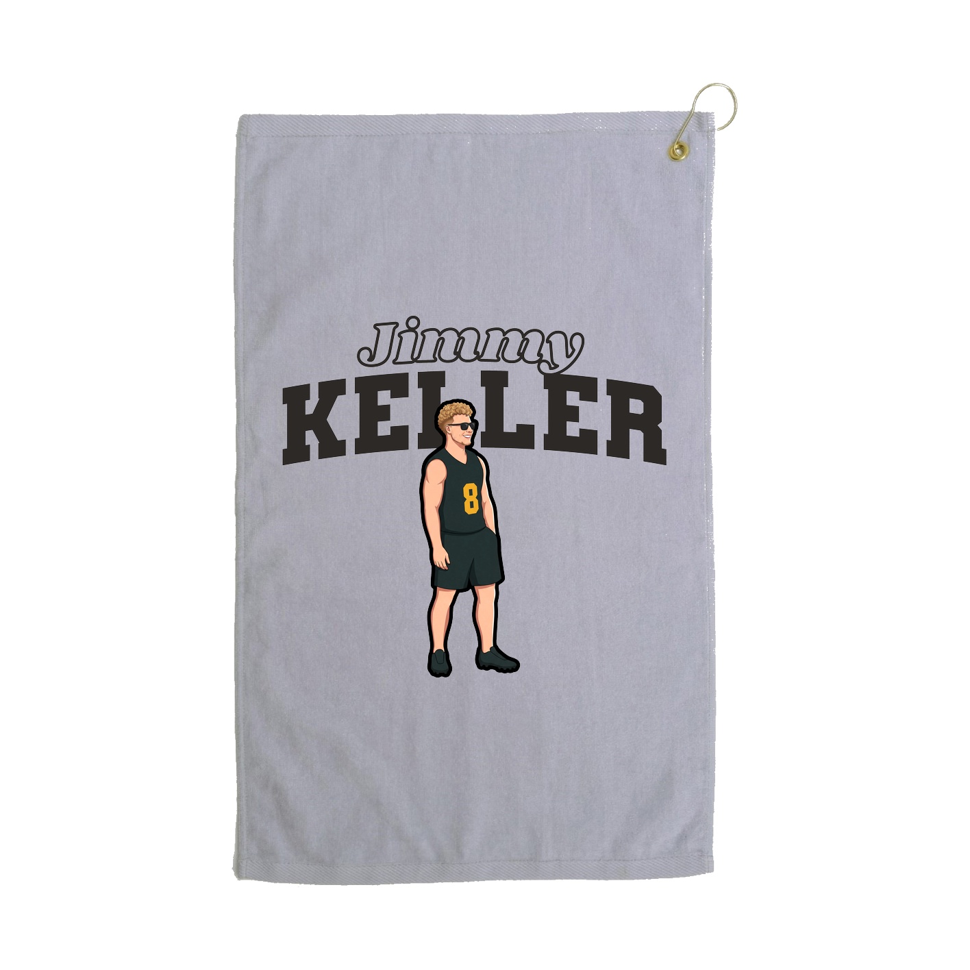 Golf Towel — Name Arch in Grey