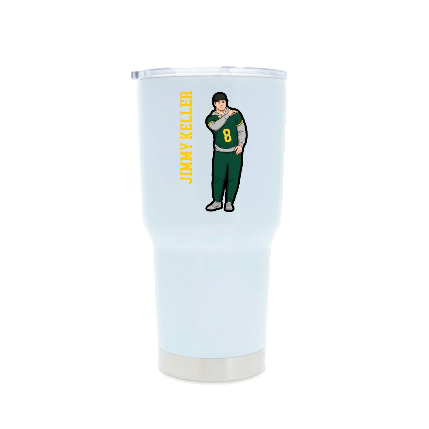 30oz Stainless Steel Tumbler — Name Vertical in White