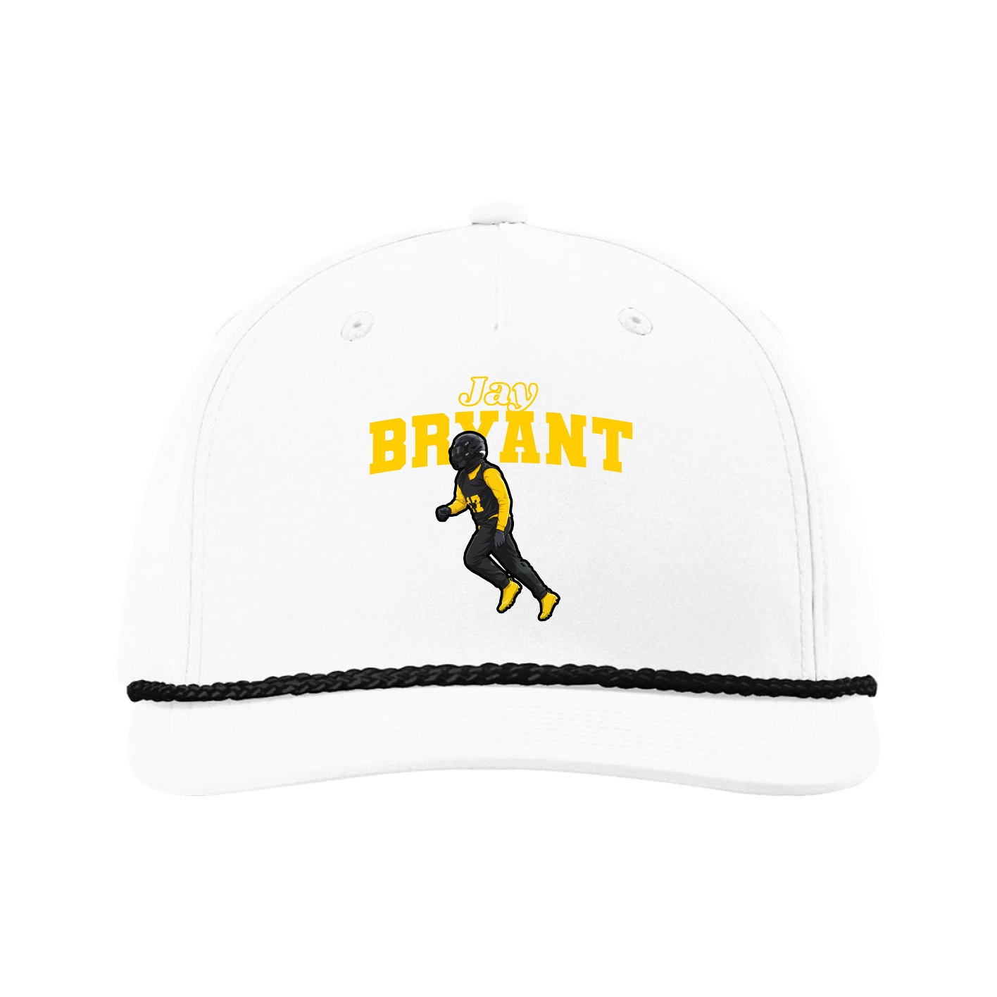 Five-Panel Classic Rope Cap — Name Arch in White