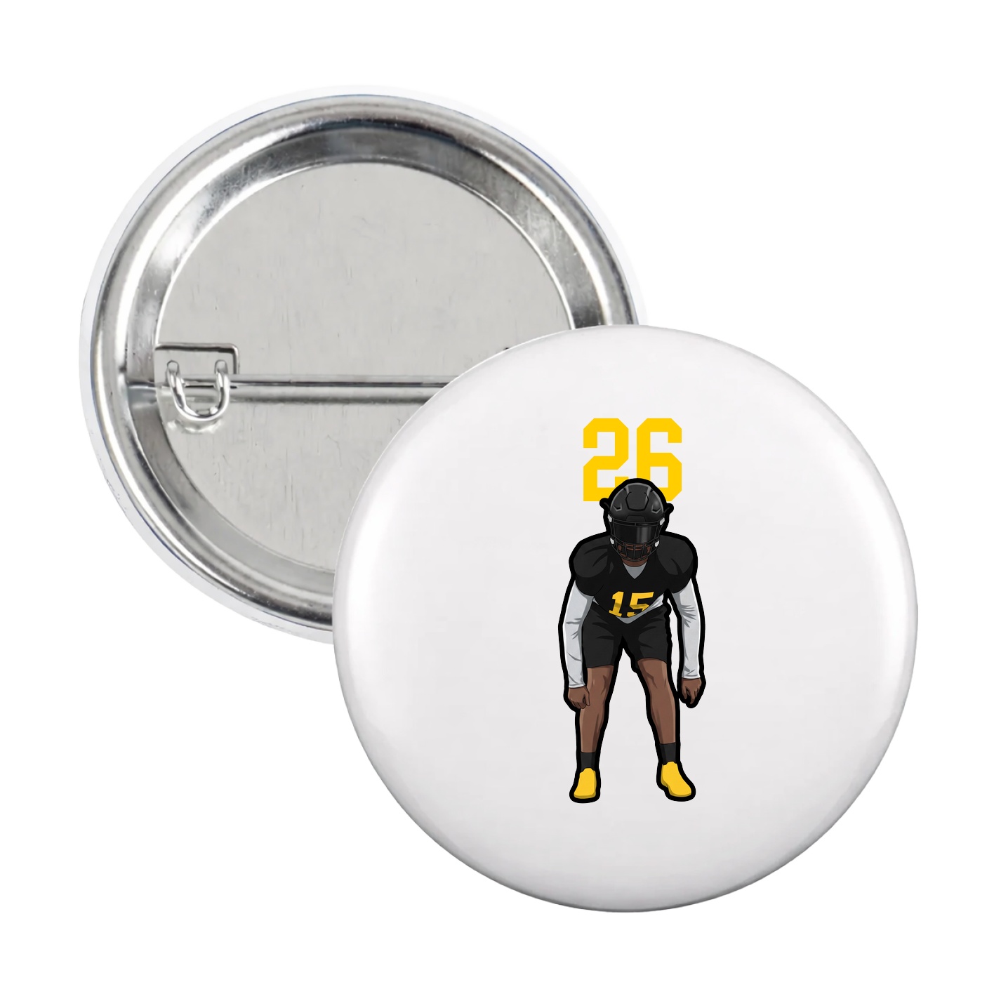 Game Day Button — Number Top in White