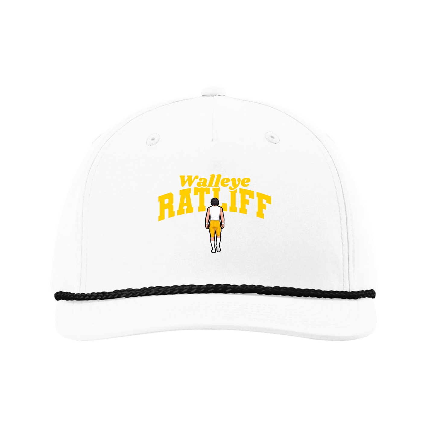 Five-Panel Classic Rope Cap — Signature Arch in White