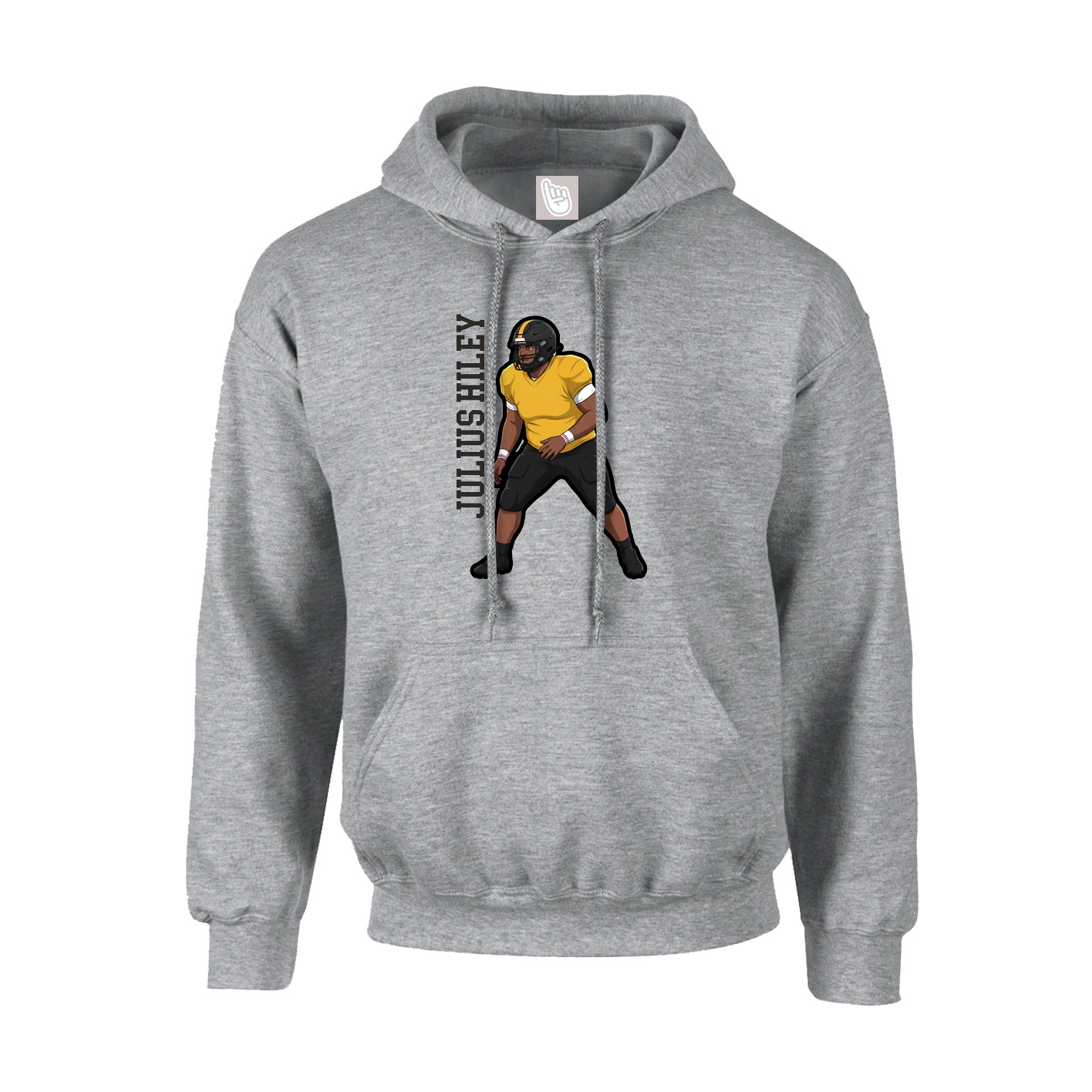 Youth Hoodie — Name Vertical in Grey
