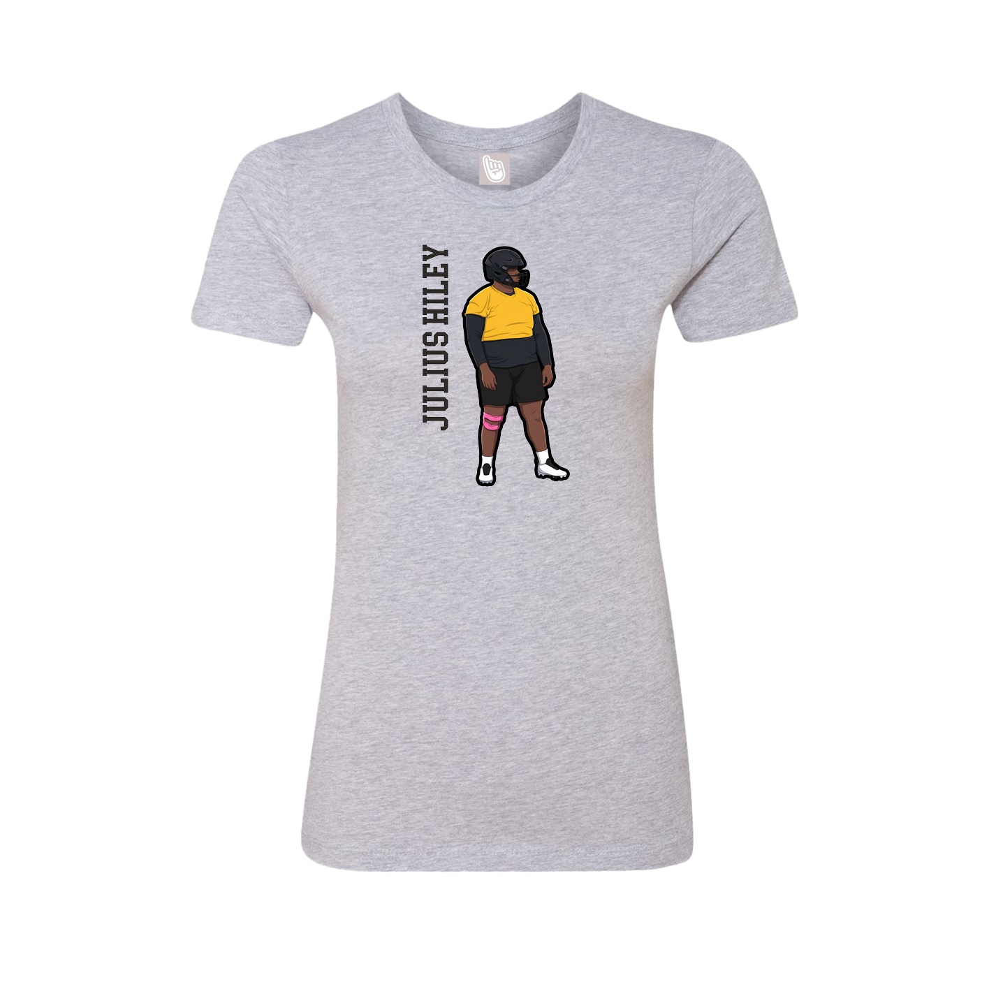 Fitted Women's Tee — Name Vertical in Grey